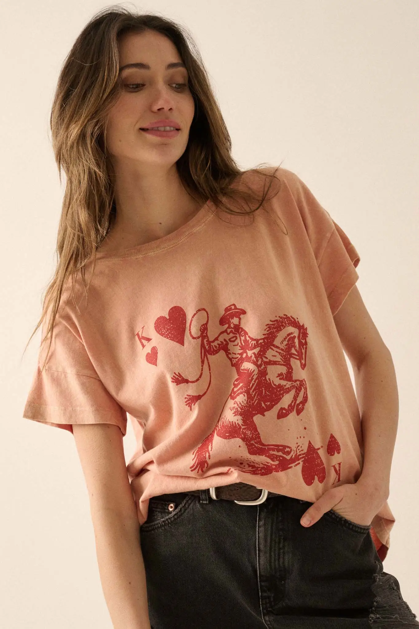 Cowboy King of Hearts Vintage-Wash Graphic Tee - Image 4