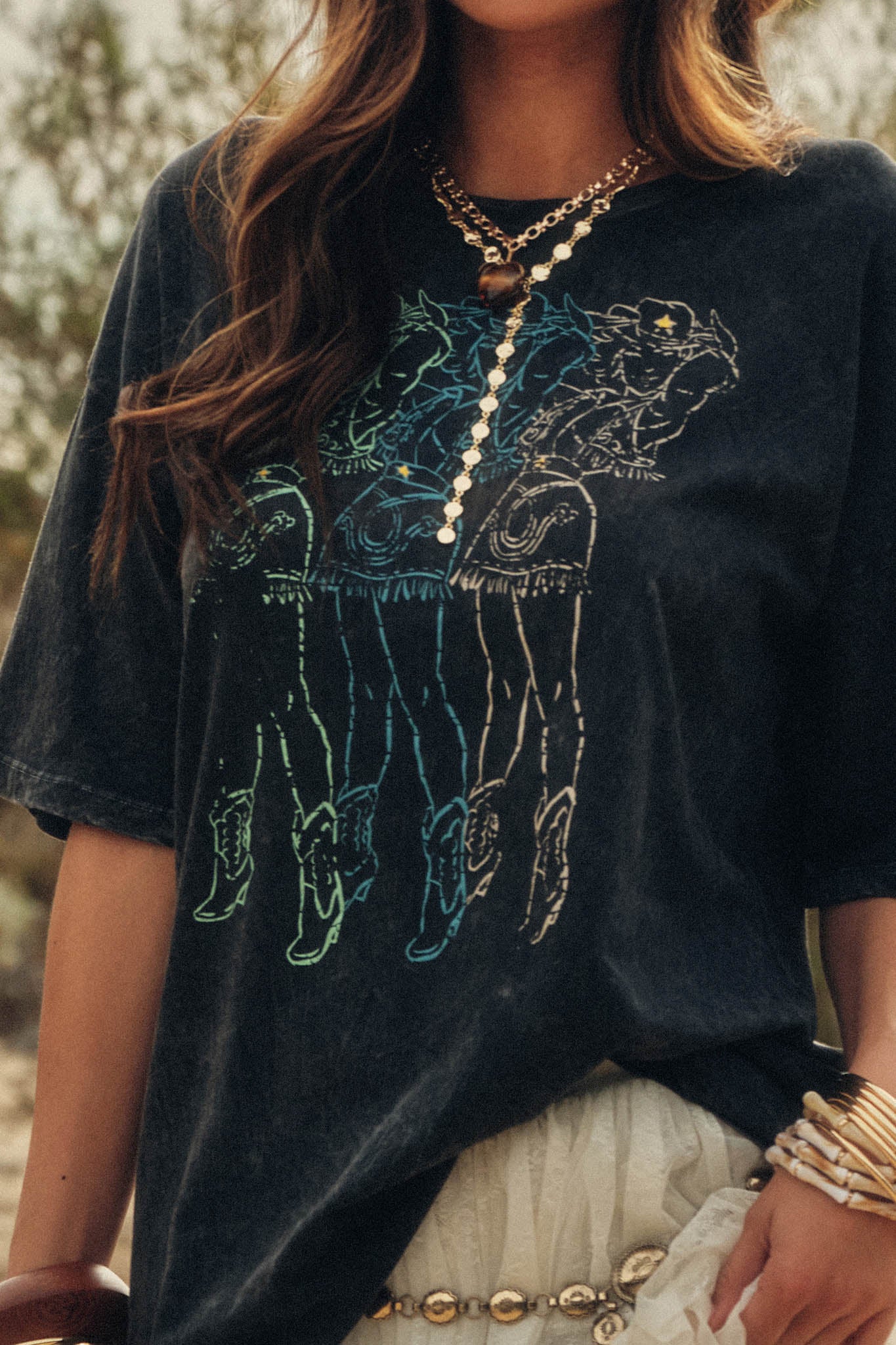 Cowgirl Cutie Vintage-Wash Oversize Graphic Tee - Image 2
