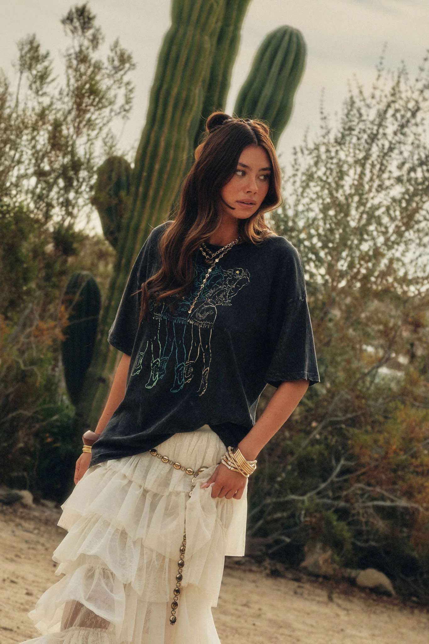 Cowgirl Cutie Vintage-Wash Oversize Graphic Tee - Image 5
