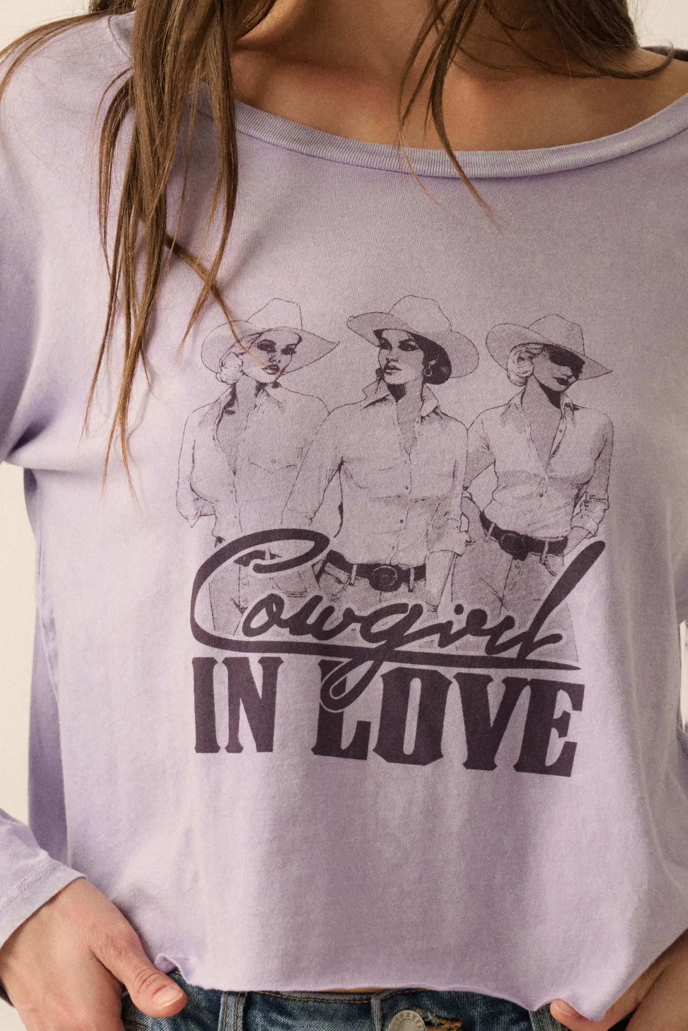 Cowgirl in Love Cropped Long-Sleeve Graphic Tee - Image 4