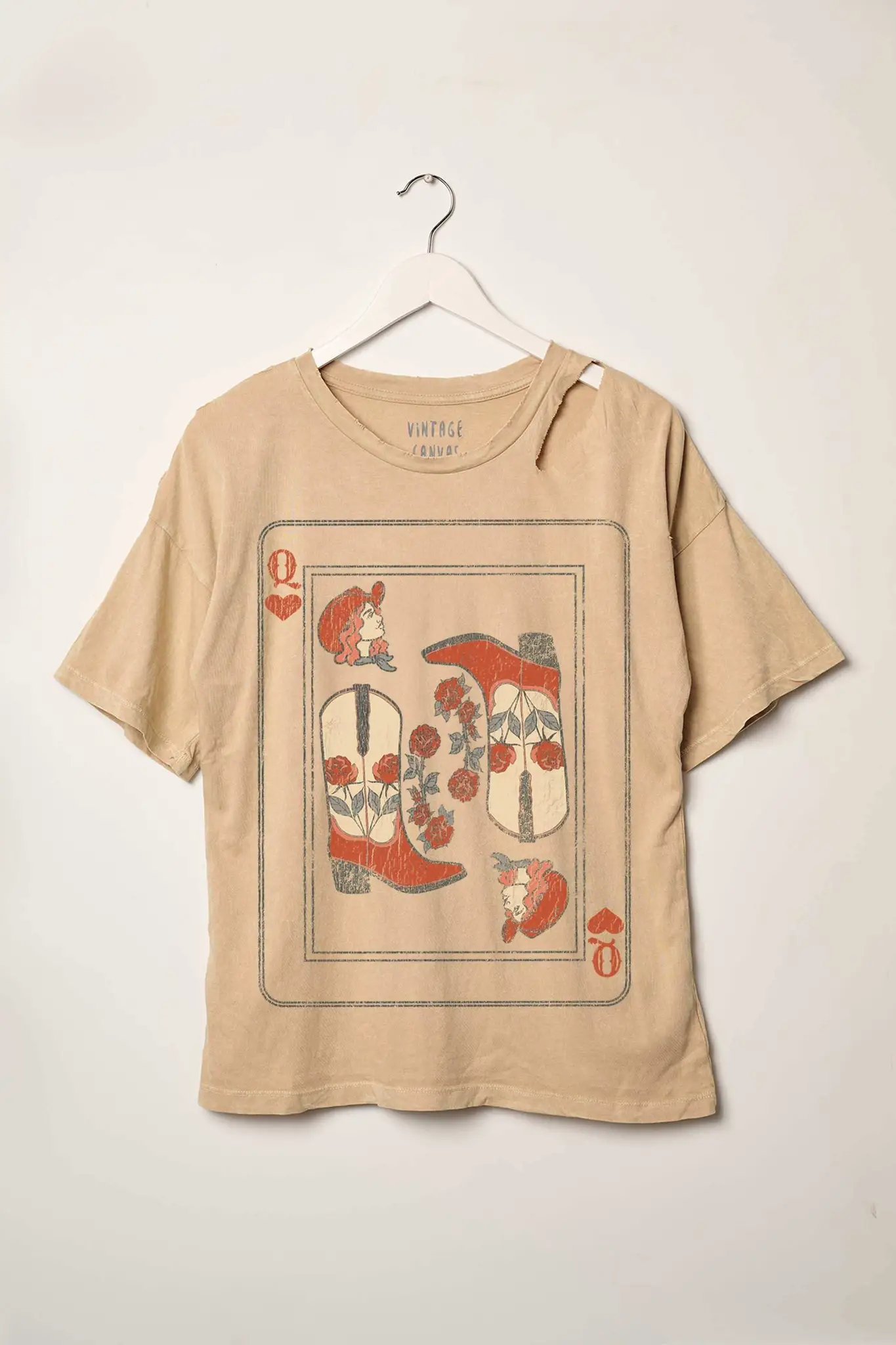 Cowgirl Queen of Hearts Slashed Graphic Tee