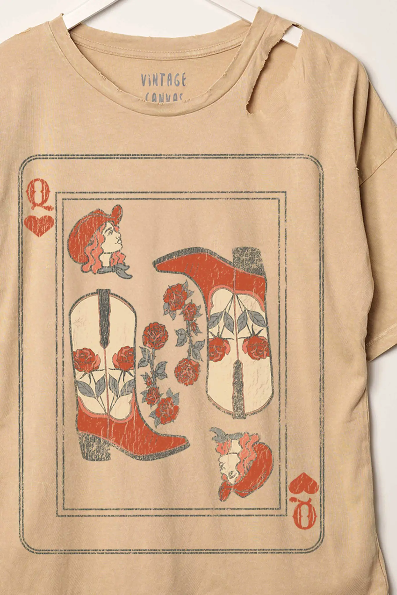 Cowgirl Queen of Hearts Slashed Graphic Tee - Image 2