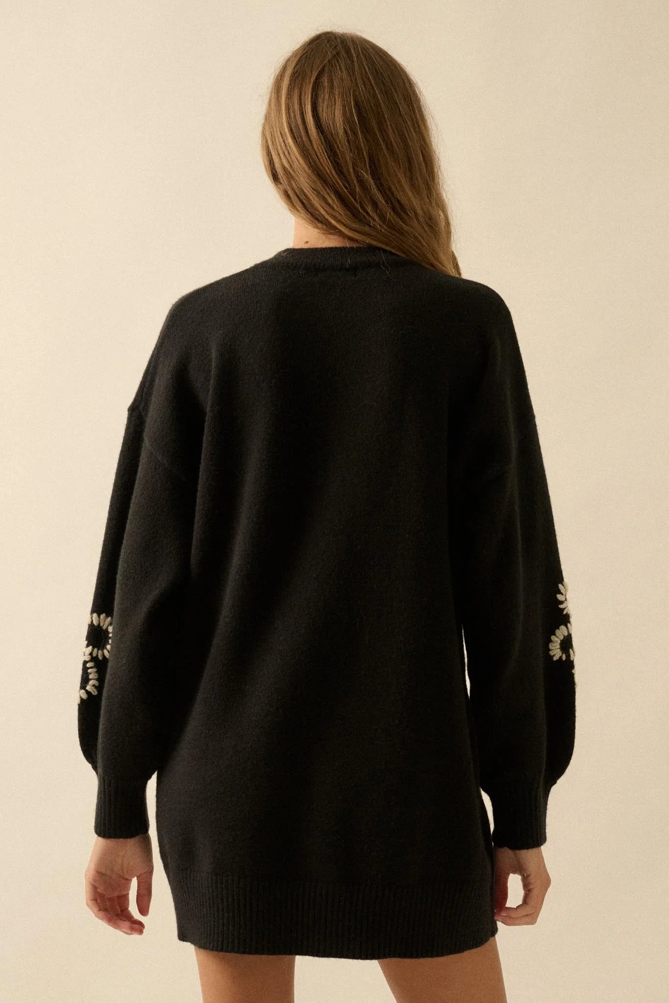 Cozy Petals Floral-Embroidered Mini Sweater Dress - Image 12
