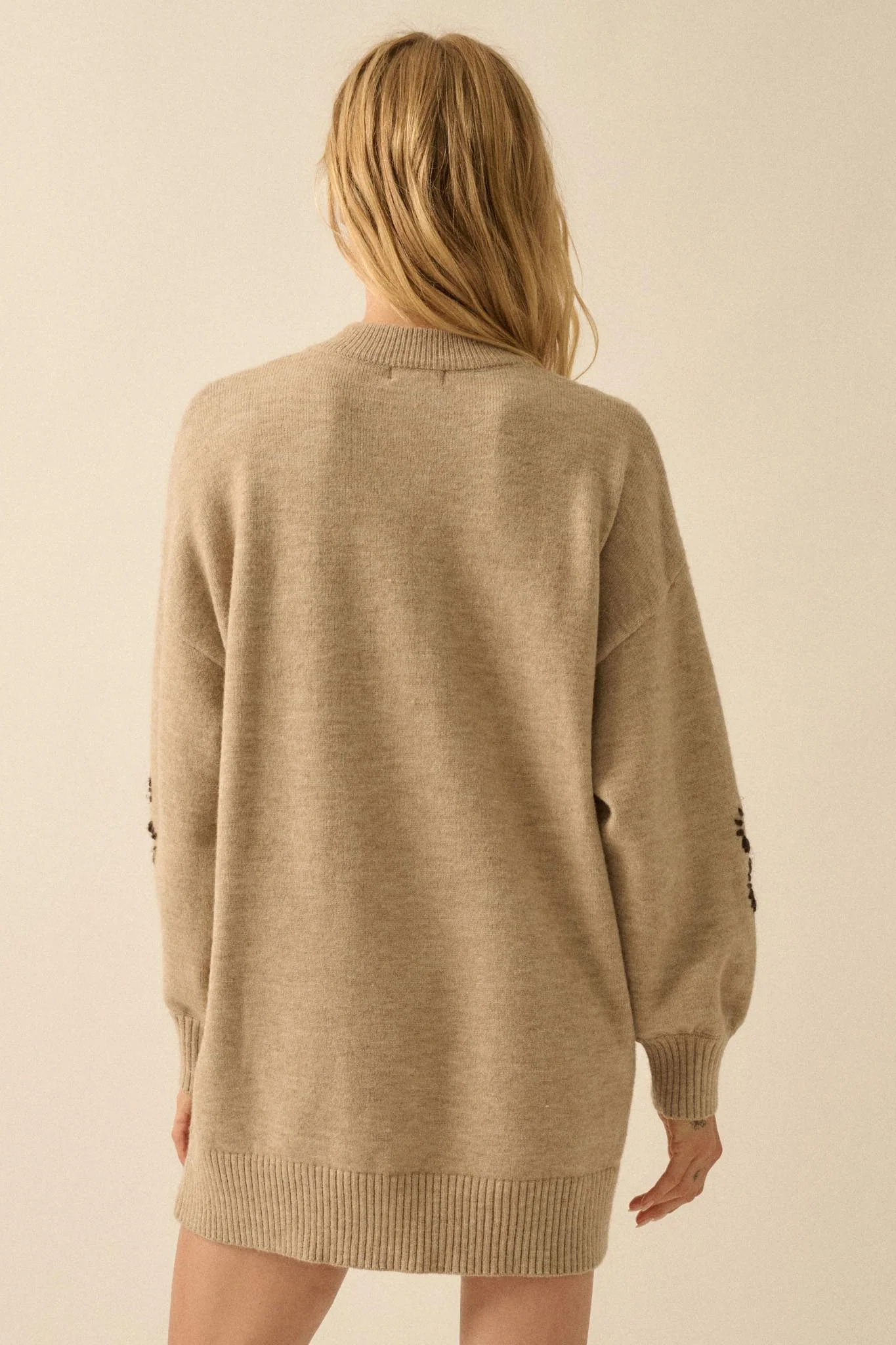 Cozy Petals Floral-Embroidered Mini Sweater Dress - Image 6