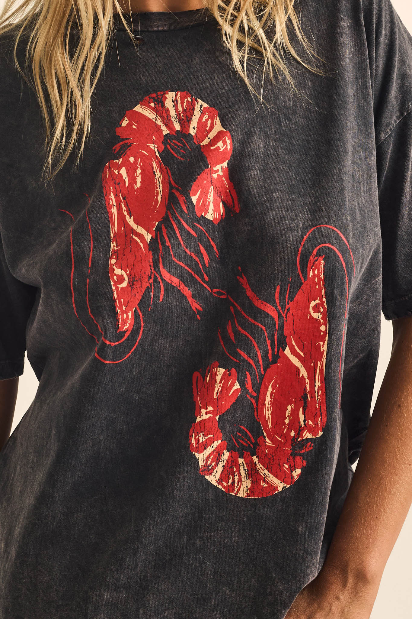 Crawdad Song Vintage-Wash Oversize Graphic Tee - Image 2
