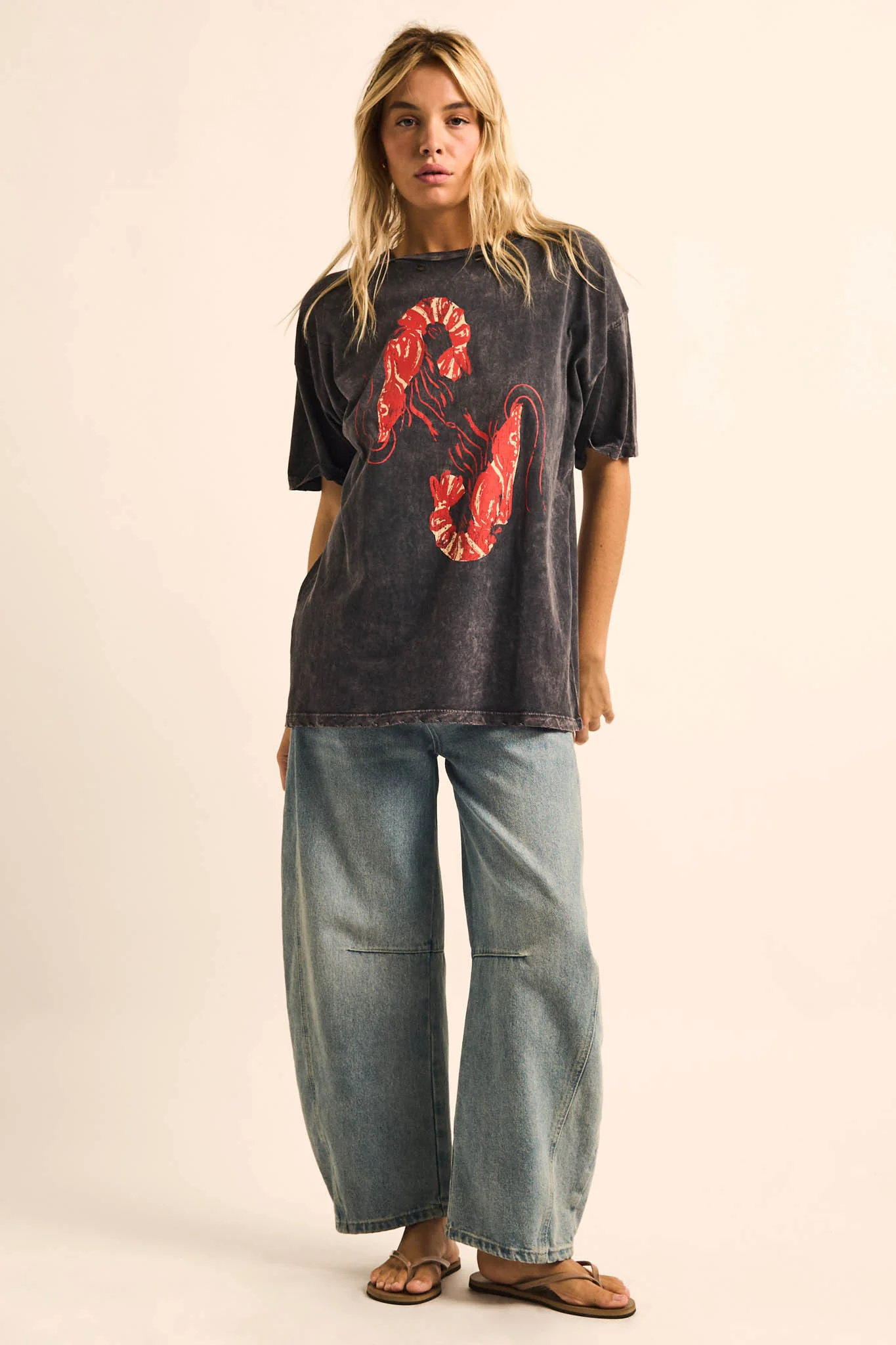 Crawdad Song Vintage-Wash Oversize Graphic Tee - Image 3