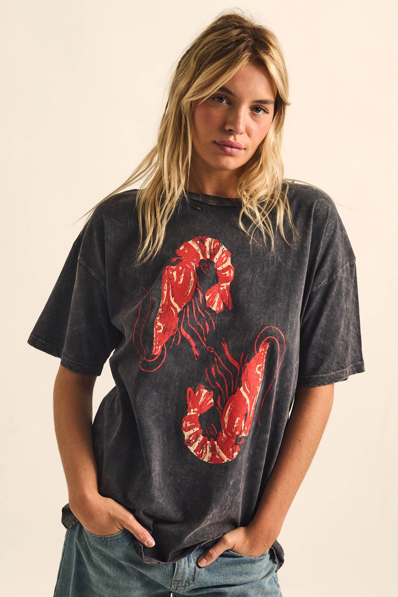 Crawdad Song Vintage-Wash Oversize Graphic Tee - Image 4