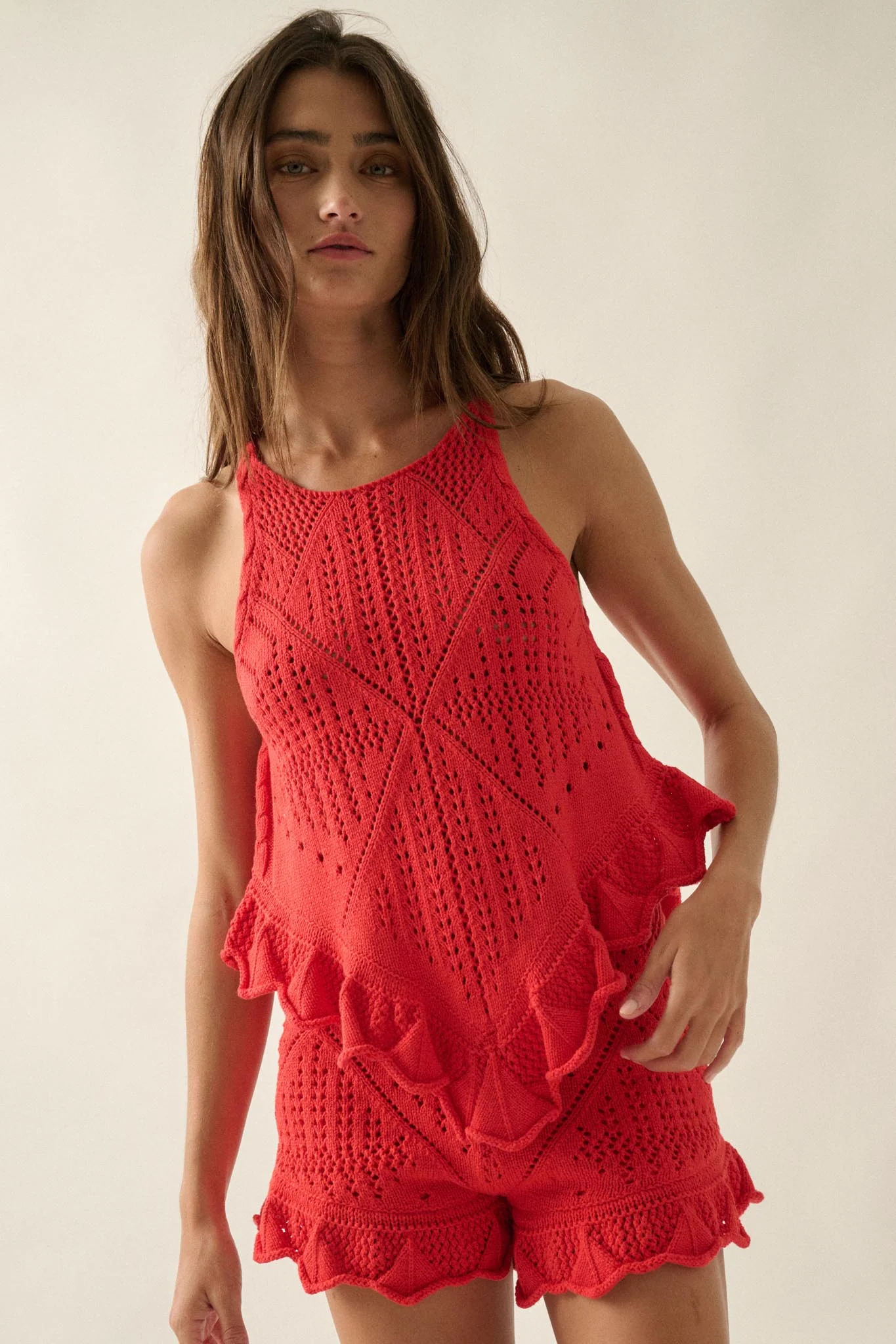 Crochet All Day Crochet-Knit Ruffle Tank Top - Image 13