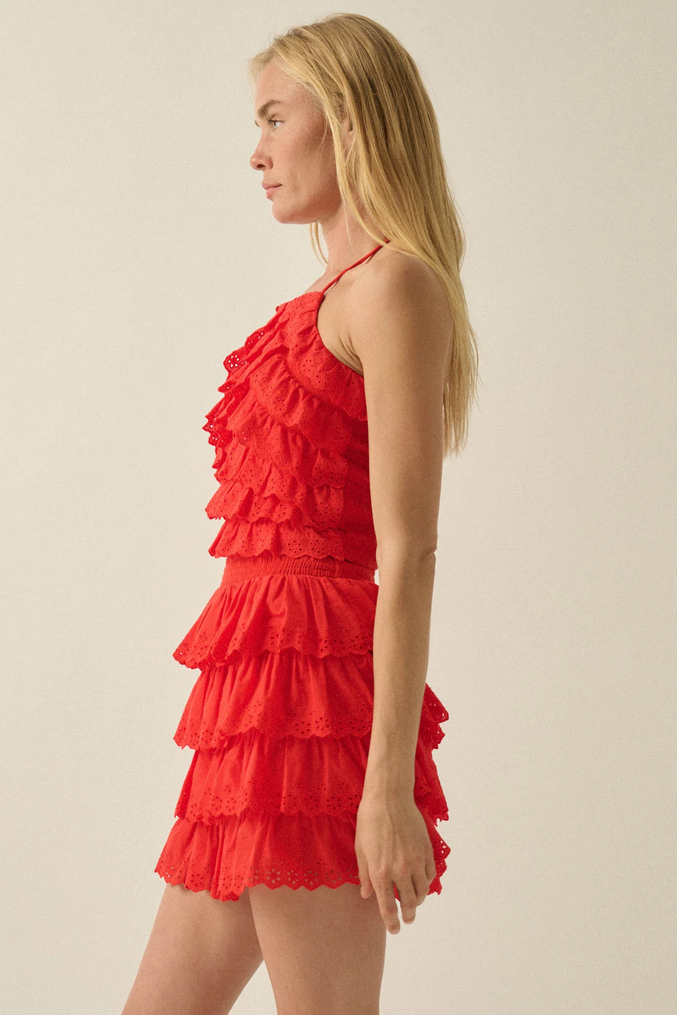 Crush On You Tiered ruffle Eyelet Lace Mini Skirt - Image 14