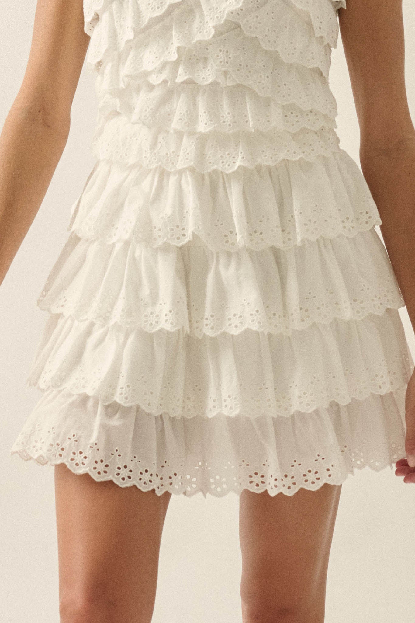 Crush On You Tiered ruffle Eyelet Lace Mini Skirt - Image 5
