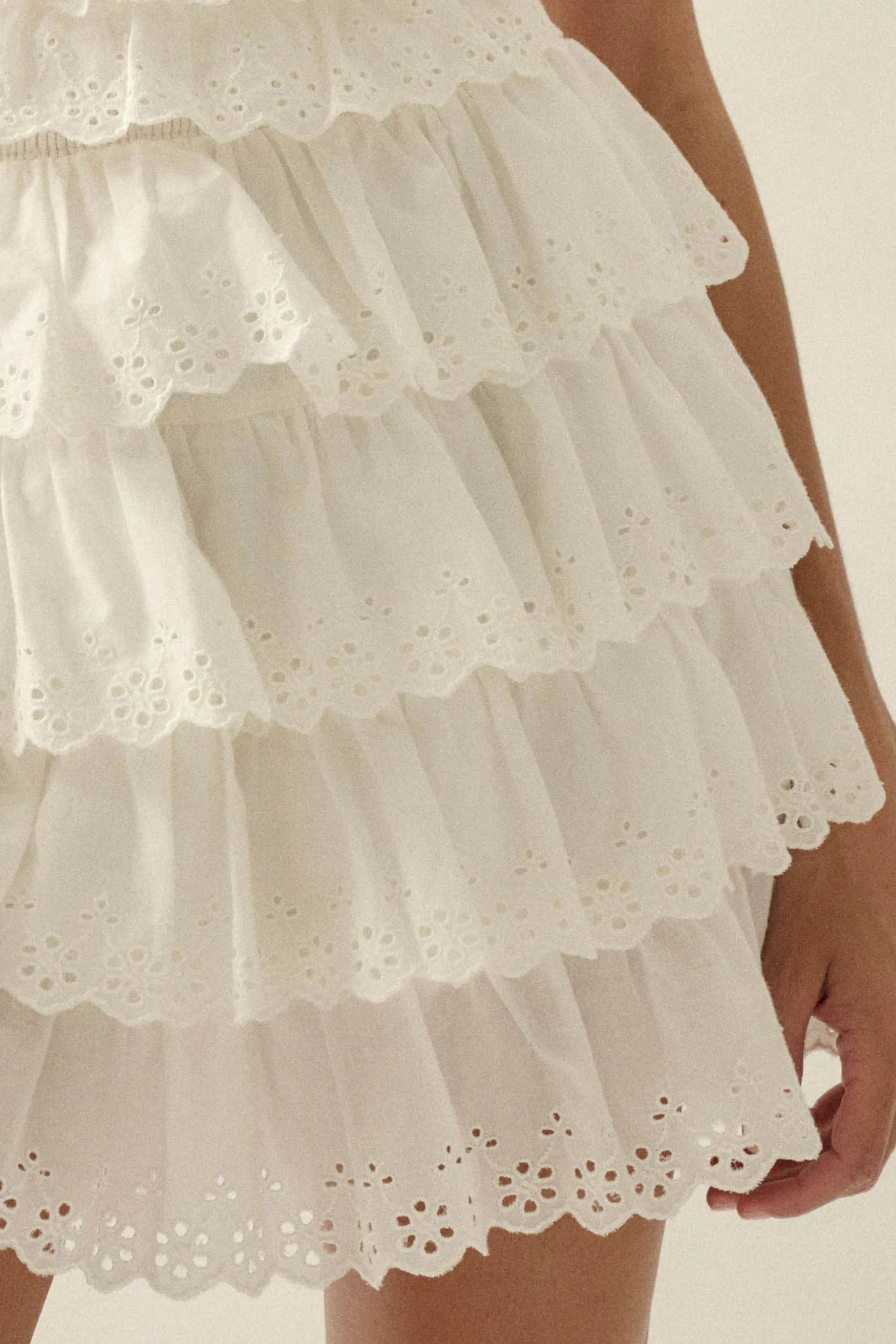 Crush On You Tiered ruffle Eyelet Lace Mini Skirt - Image 6
