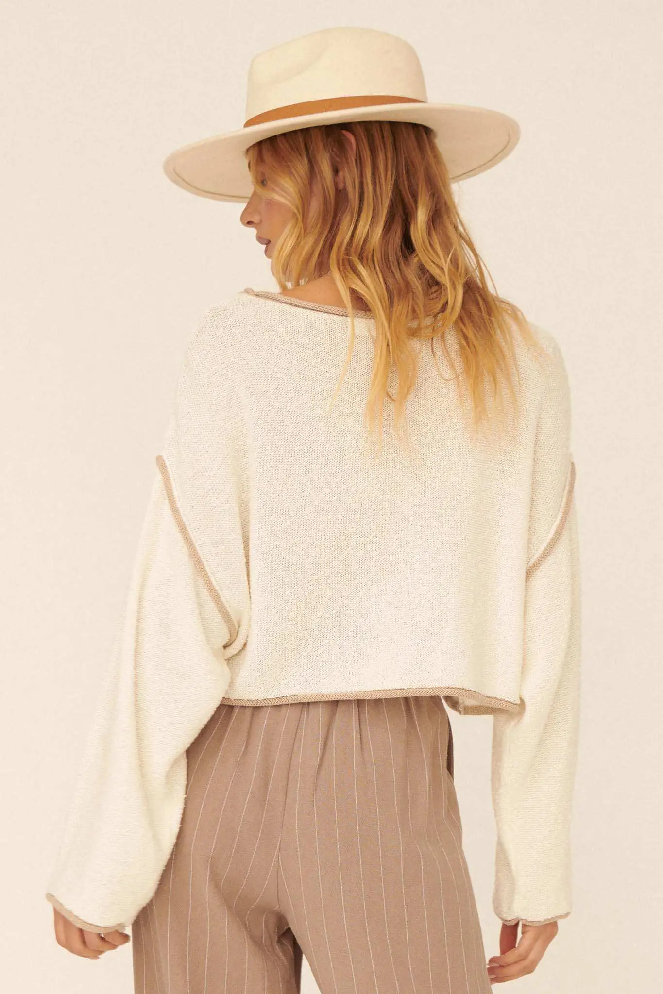 Cuddle Party Cropped Exposed-Seam Sweater - Image 36