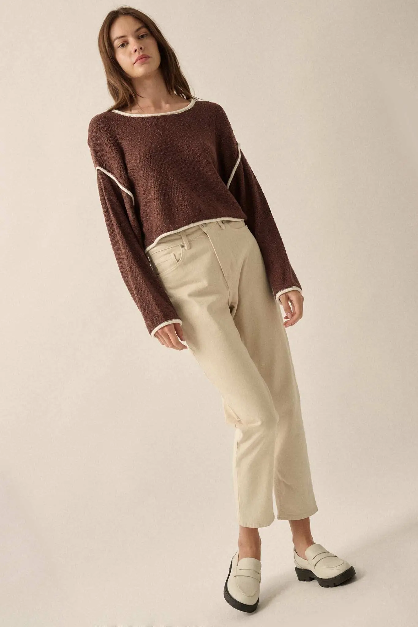 Cuddle Party Cropped Exposed-Seam Sweater - Image 39