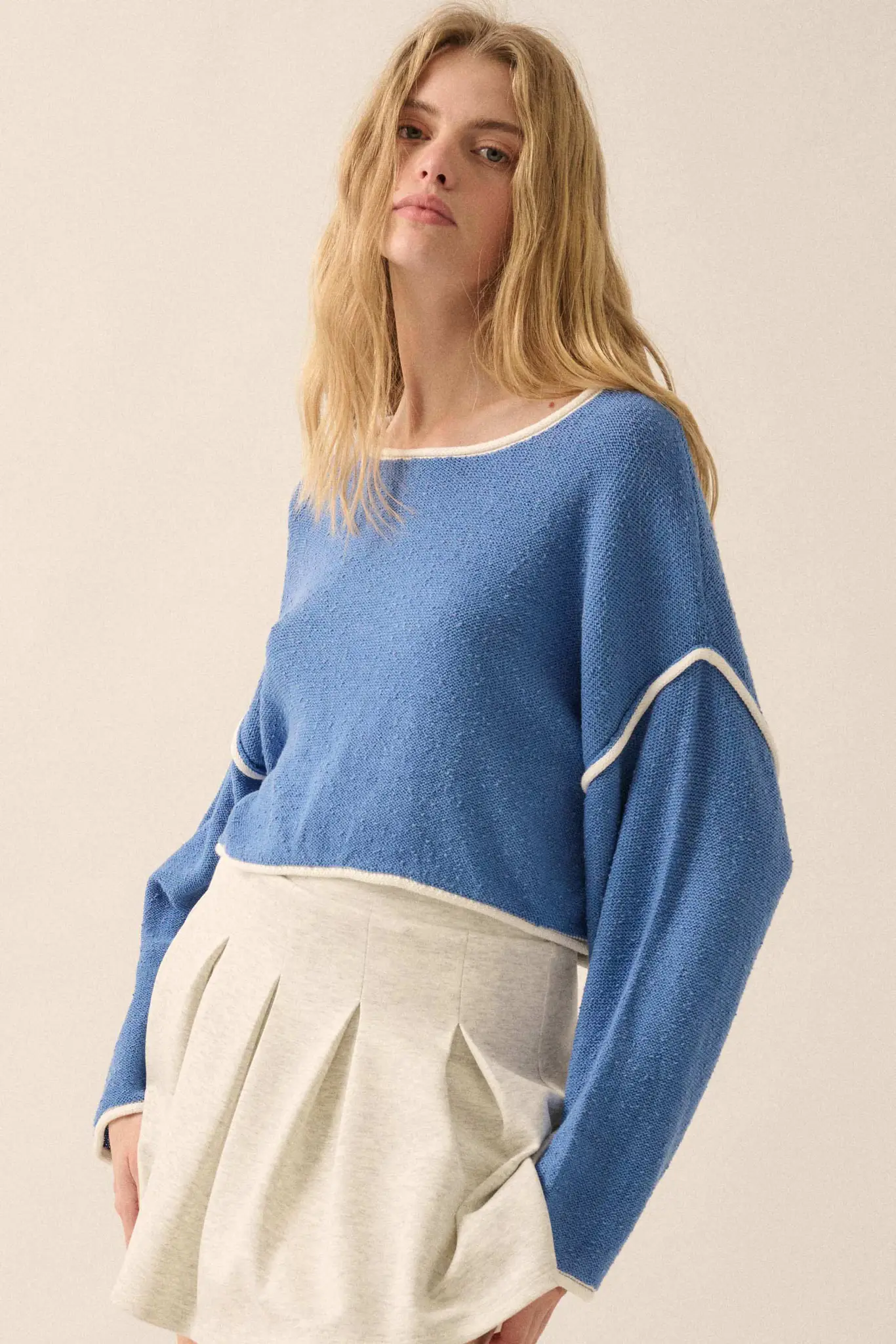 Cuddle Party Cropped Exposed-Seam Sweater - Image 5