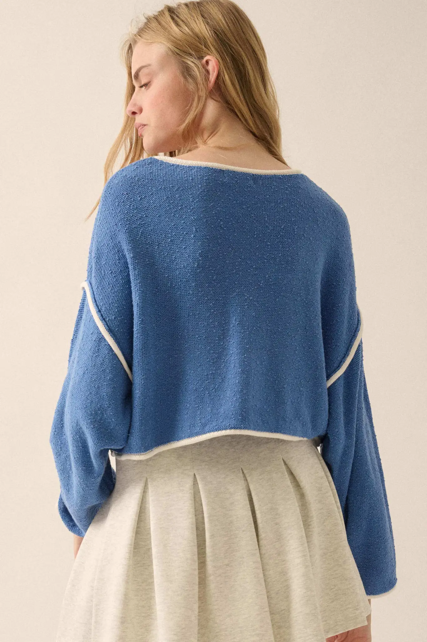 Cuddle Party Cropped Exposed-Seam Sweater - Image 6