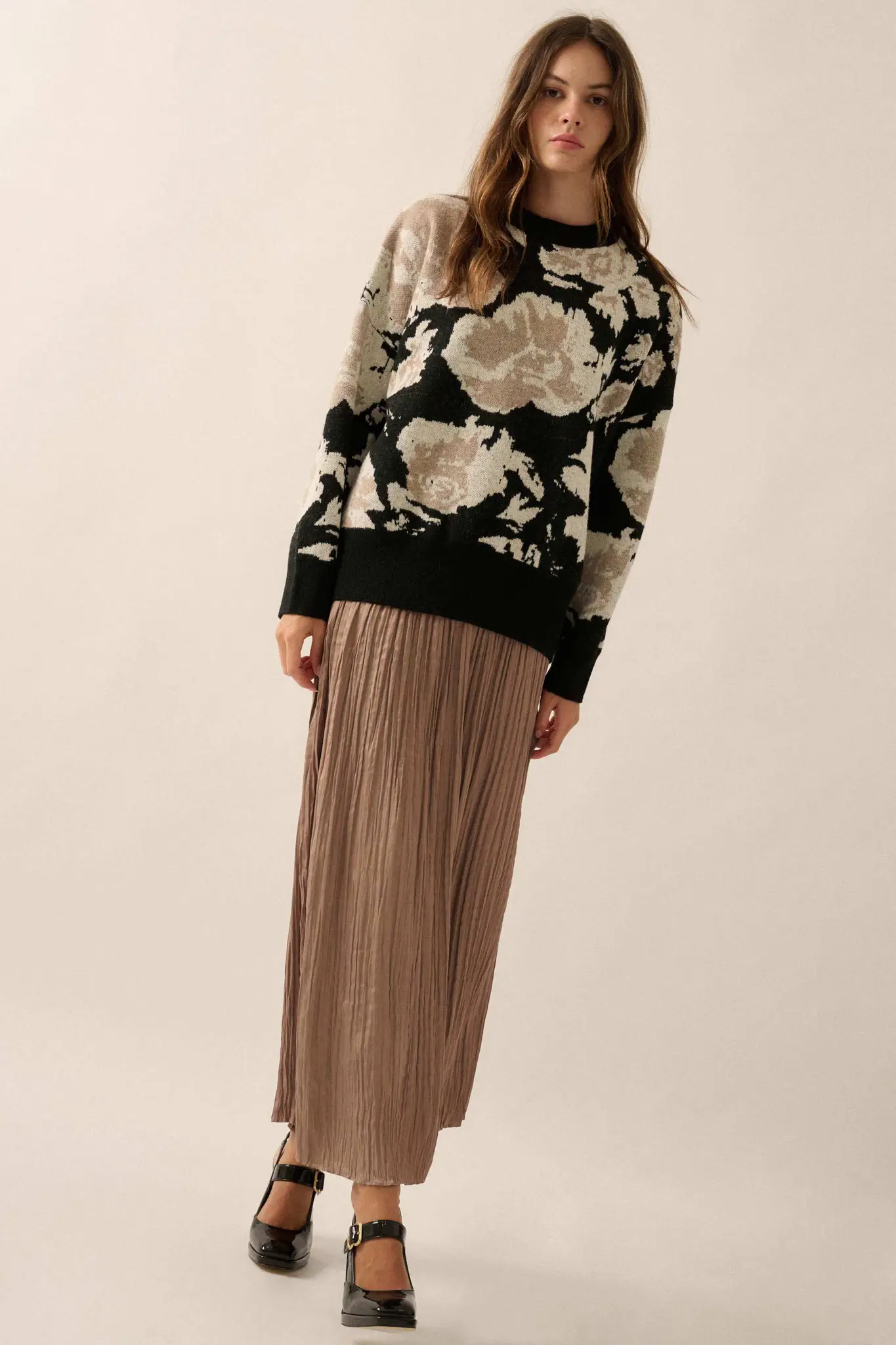 Cuddly Blossoms Oversize Floral Jacquard Sweater - Image 10