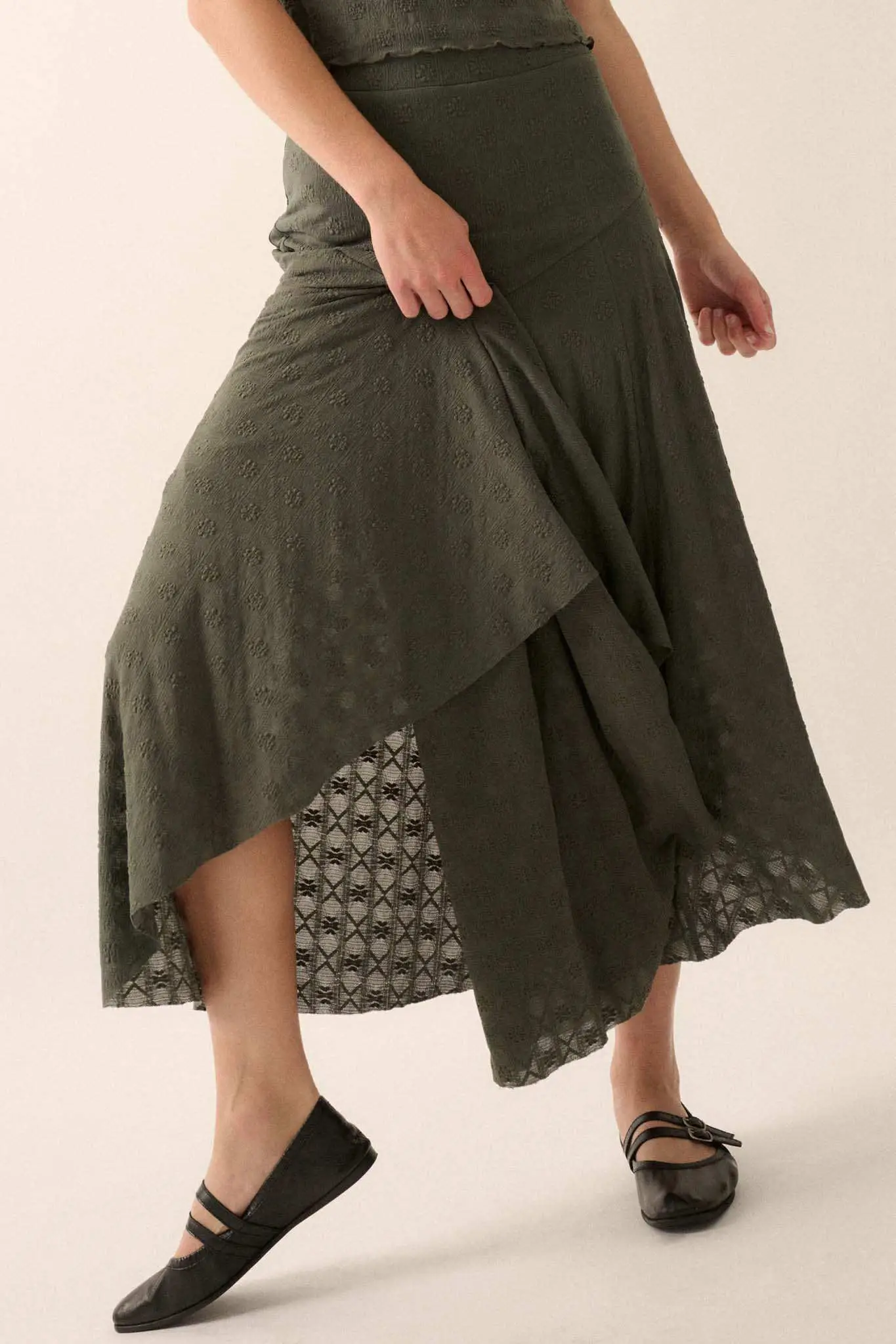 Dainty Days Floral Lace Asymmetrical Midi Skirt - Image 10