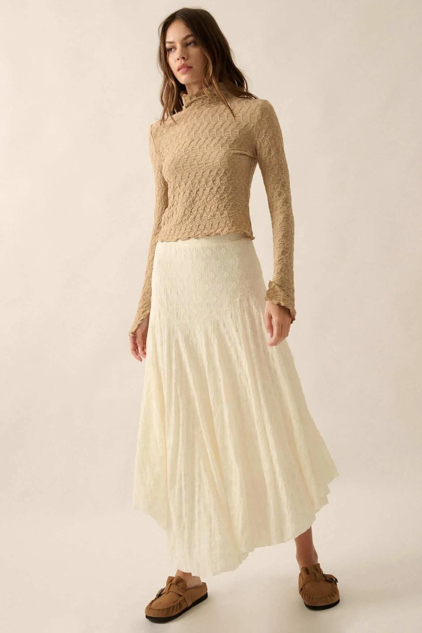 Dainty Days Floral Lace Asymmetrical Midi Skirt - Image 4