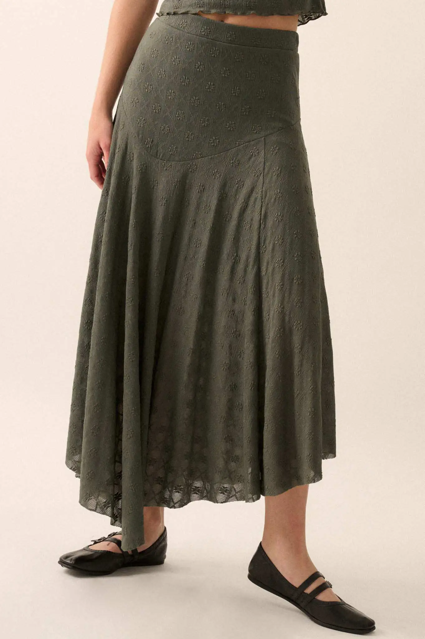 Dainty Days Floral Lace Asymmetrical Midi Skirt - Image 7