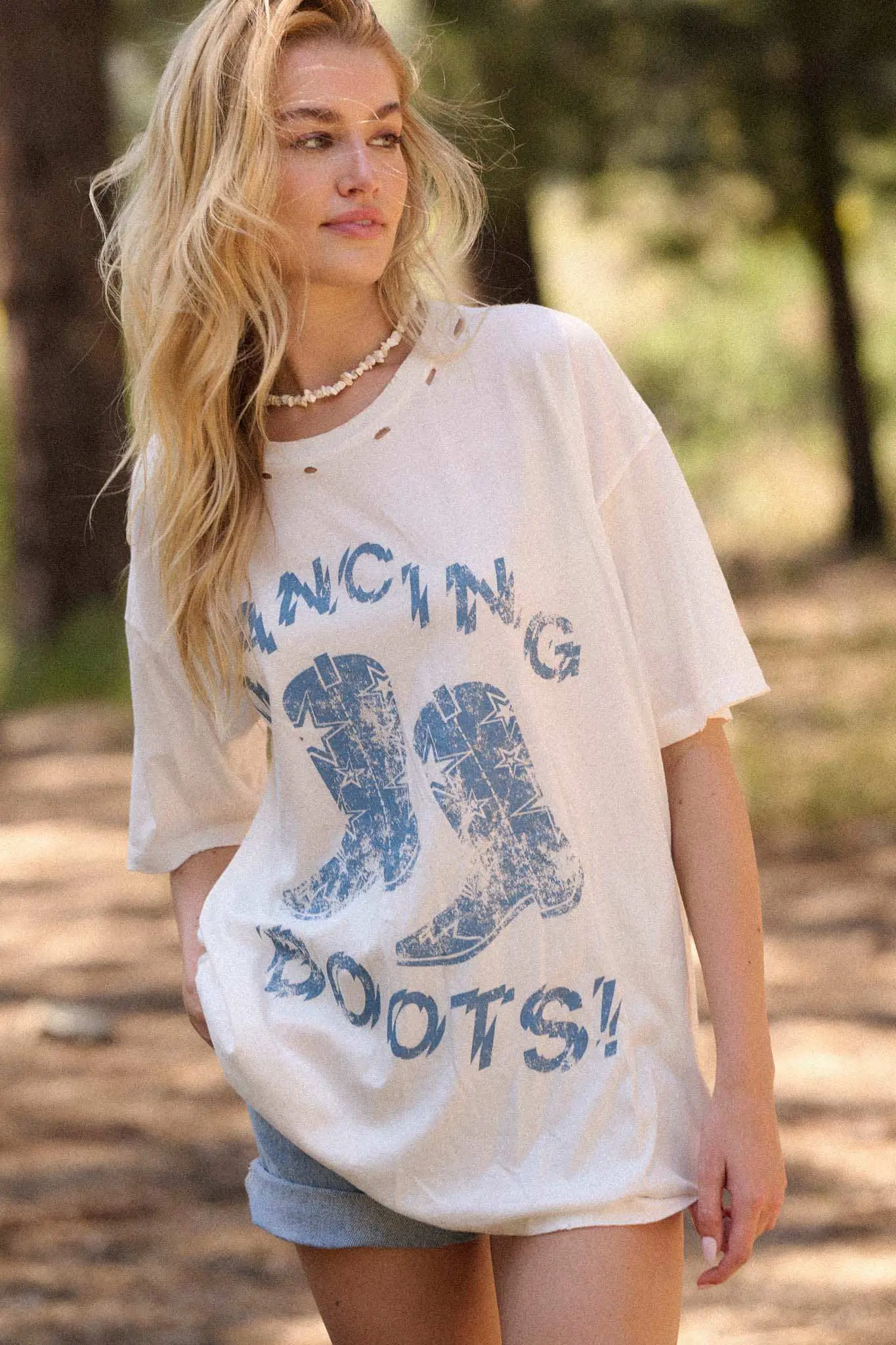 Dancing Boots Distressed Oversize Graphic Tee - Image 3