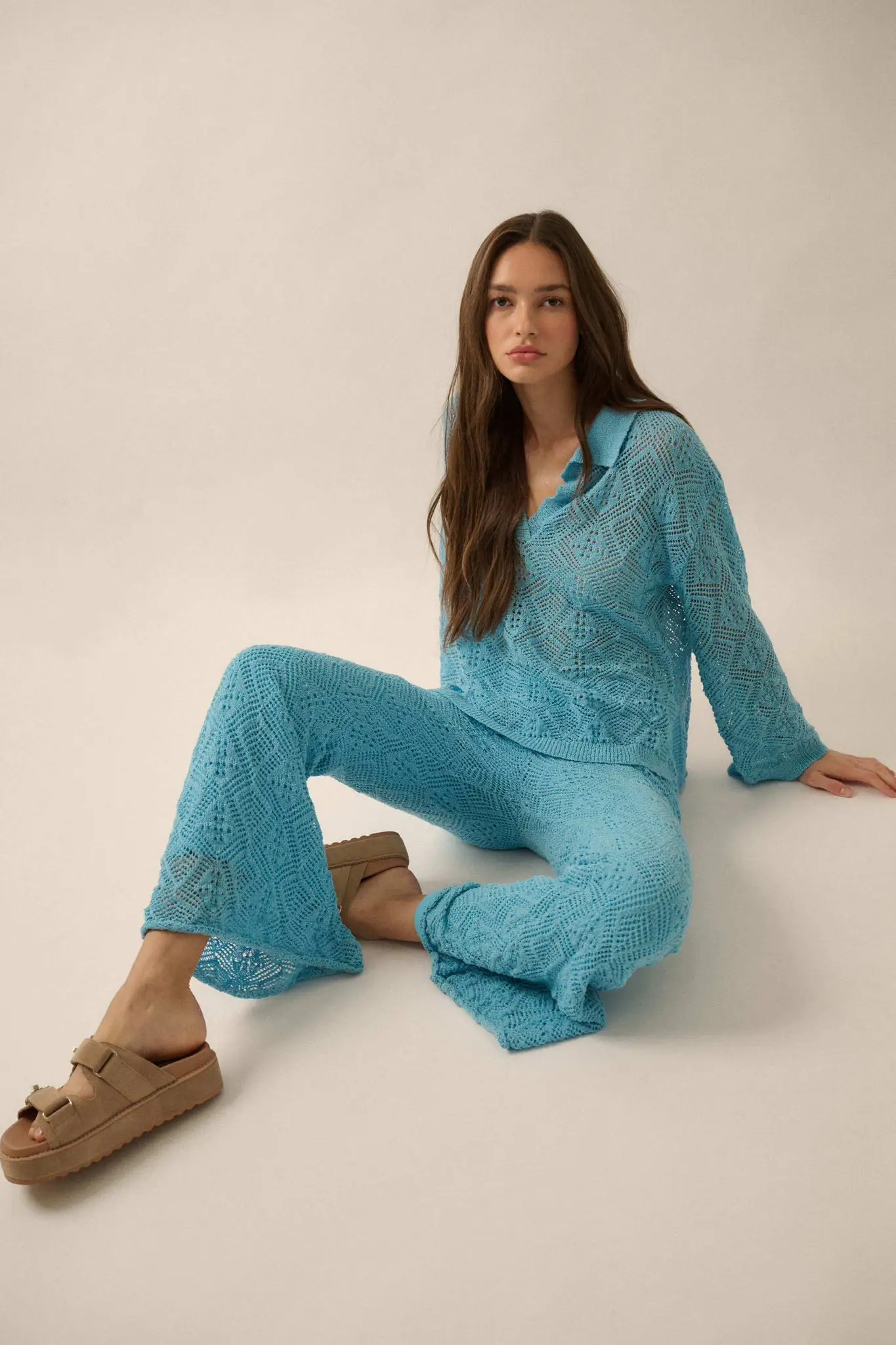 Dancing Diamonds Pointelle Crochet-Knit Pants - Image 10