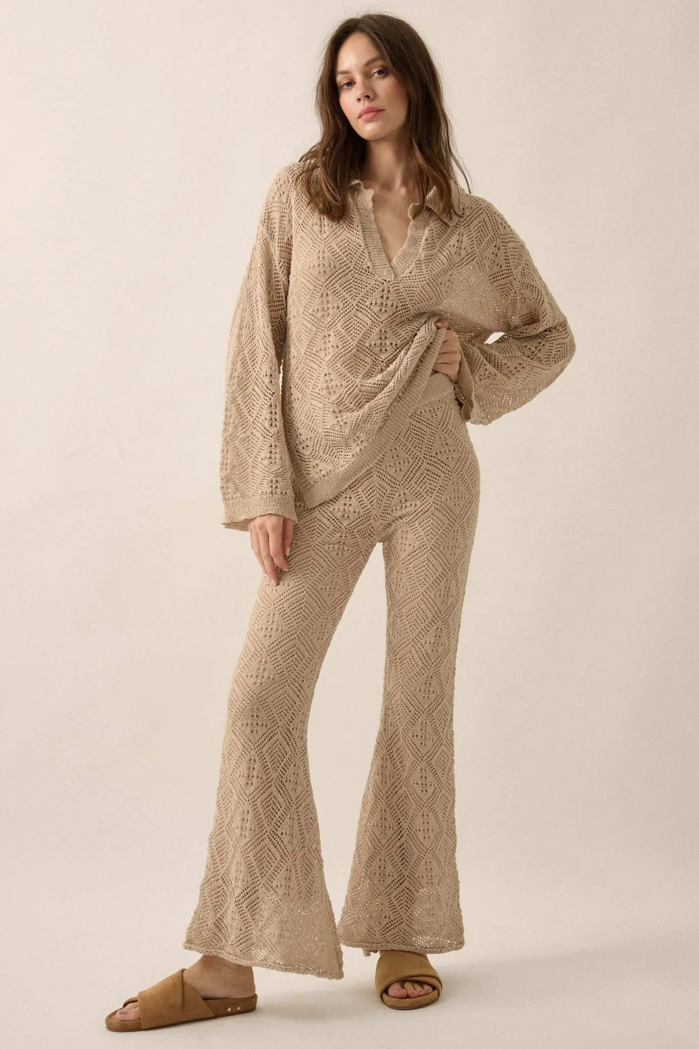 Dancing Diamonds Pointelle Crochet-Knit Pants - Image 16