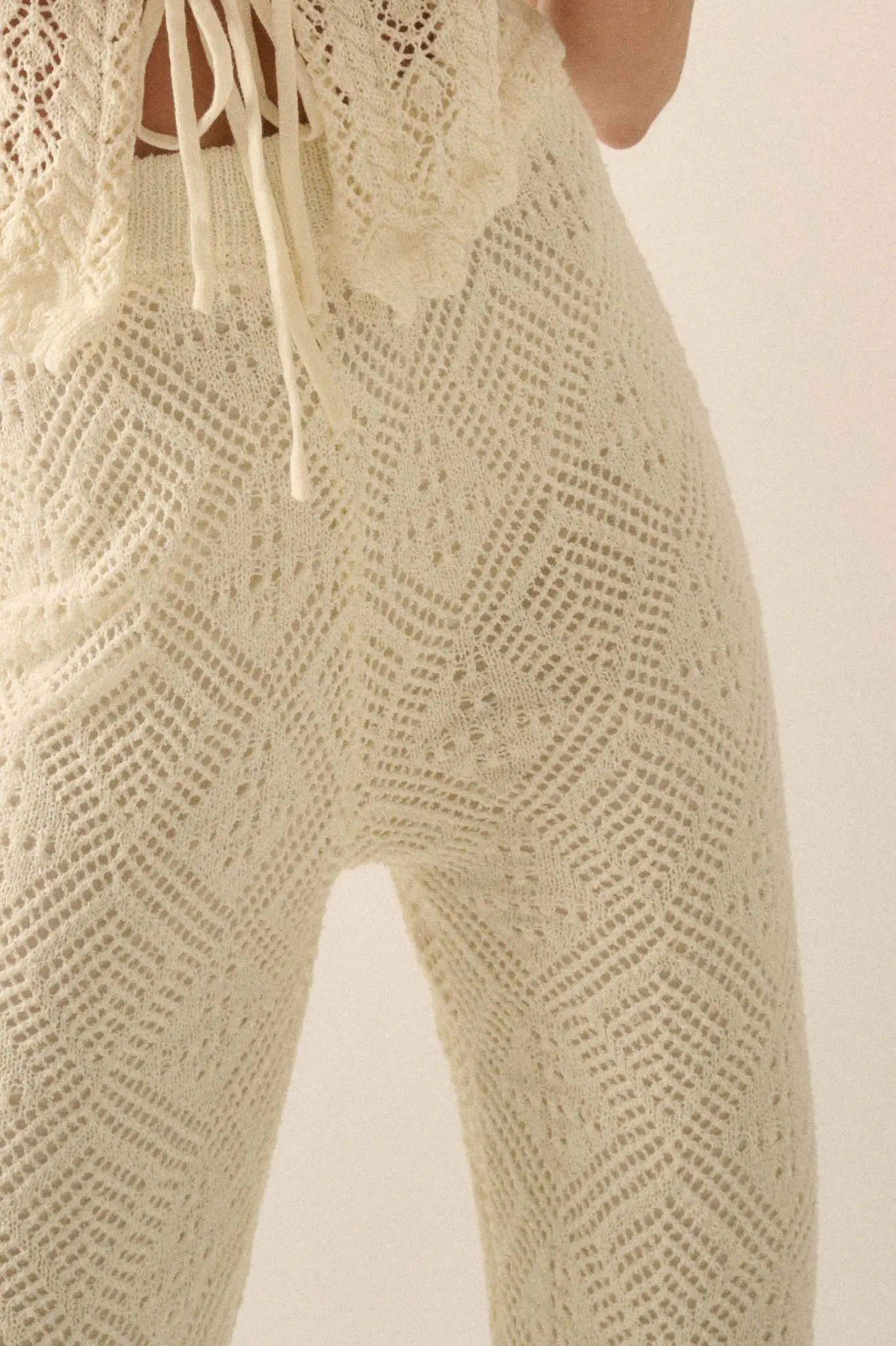 Dancing Diamonds Pointelle Crochet-Knit Pants - Image 5