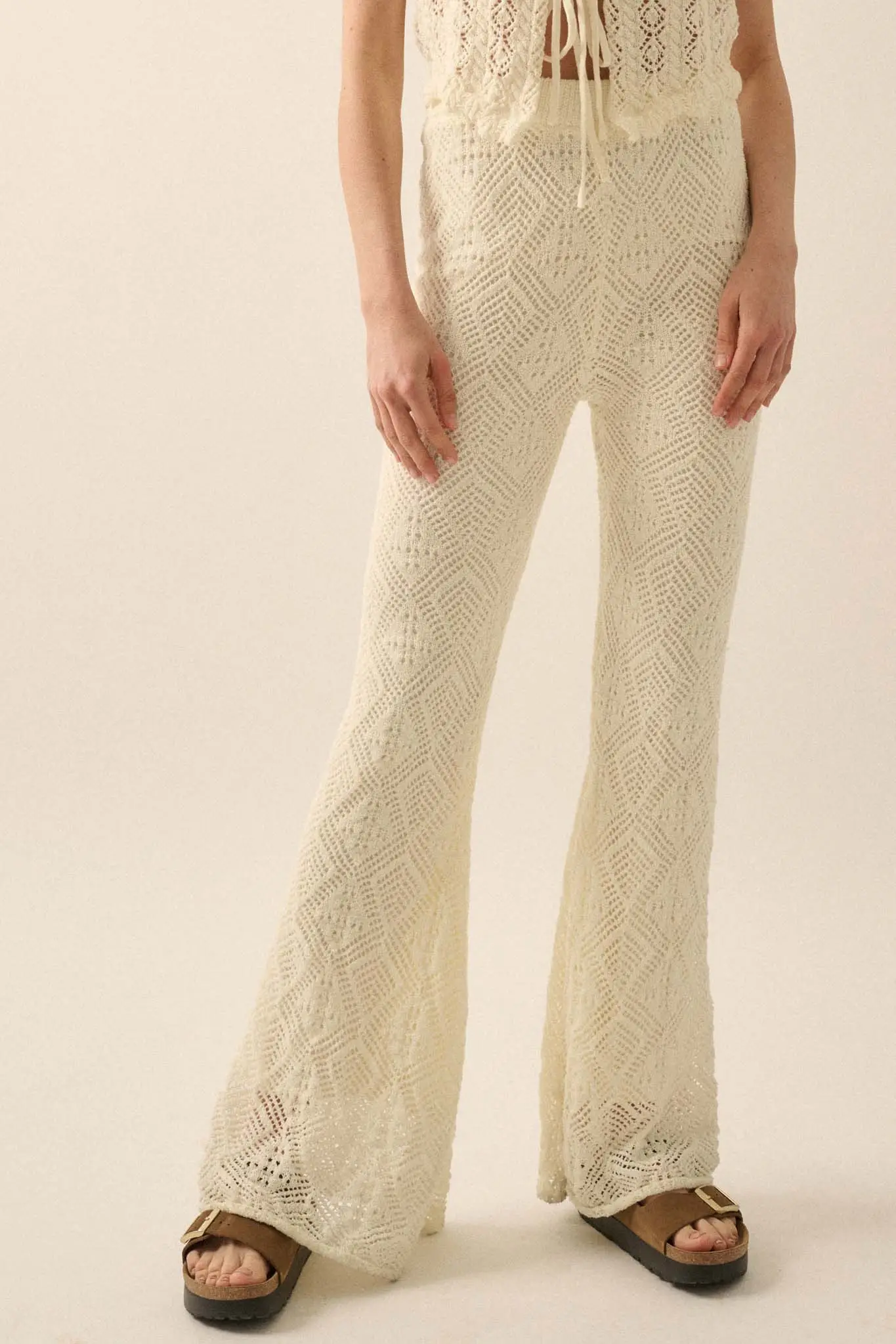 Dancing Diamonds Pointelle Crochet-Knit Pants - Image 6