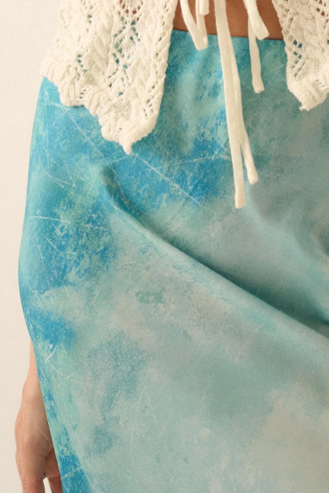 Dancing in the Rain Tie-Dye Satin Maxi Skirt - Image 4