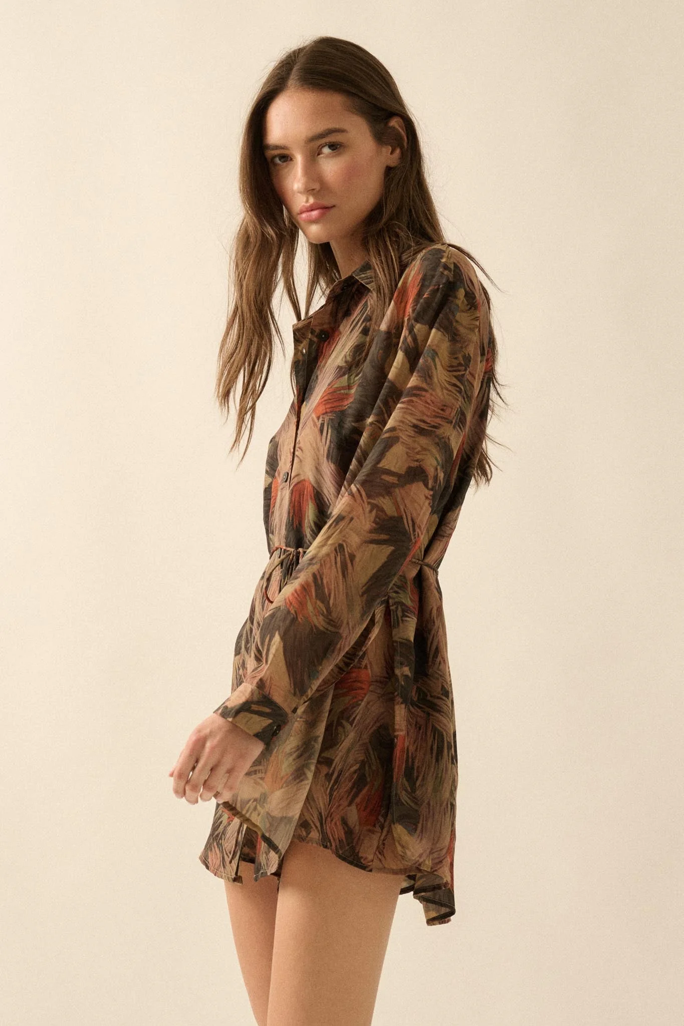 Dare to Imagine Abstract-Print Belted Shirt Romper - Image 14