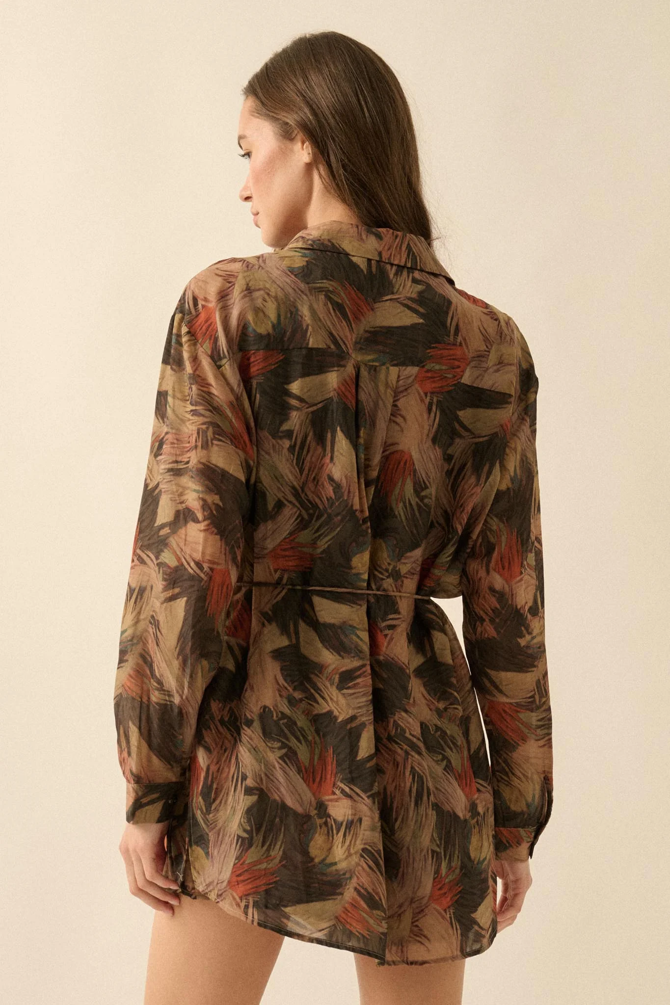 Dare to Imagine Abstract-Print Belted Shirt Romper - Image 15