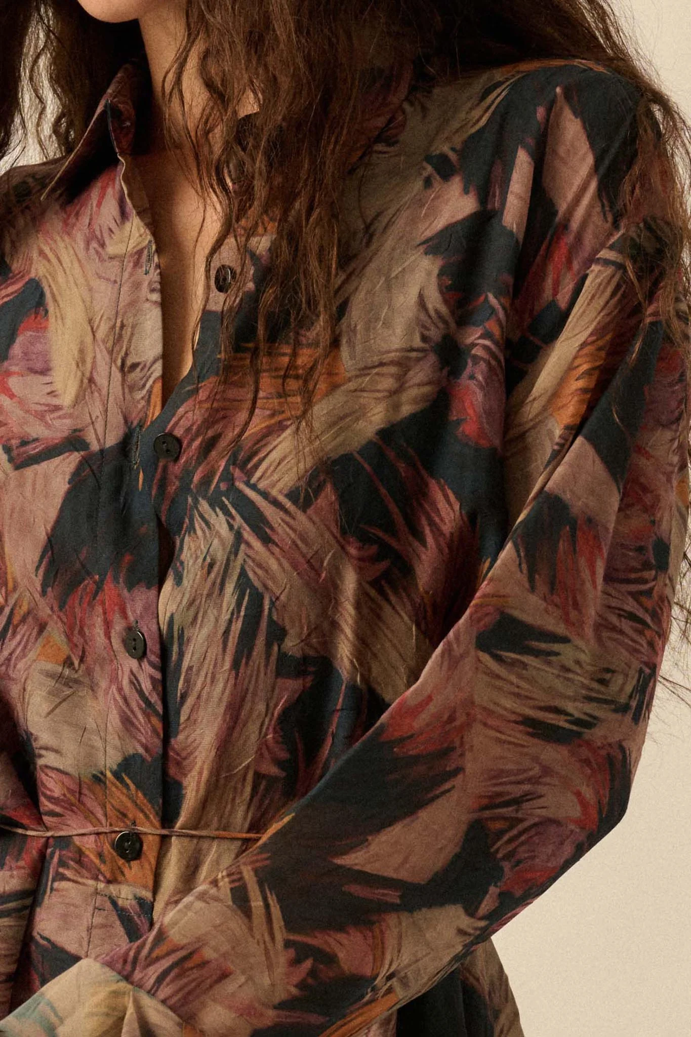 Dare to Imagine Abstract-Print Belted Shirt Romper - Image 5