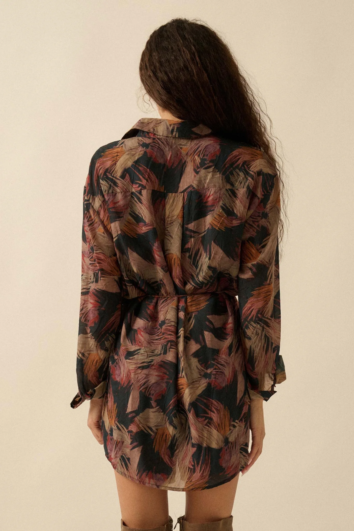 Dare to Imagine Abstract-Print Belted Shirt Romper - Image 9