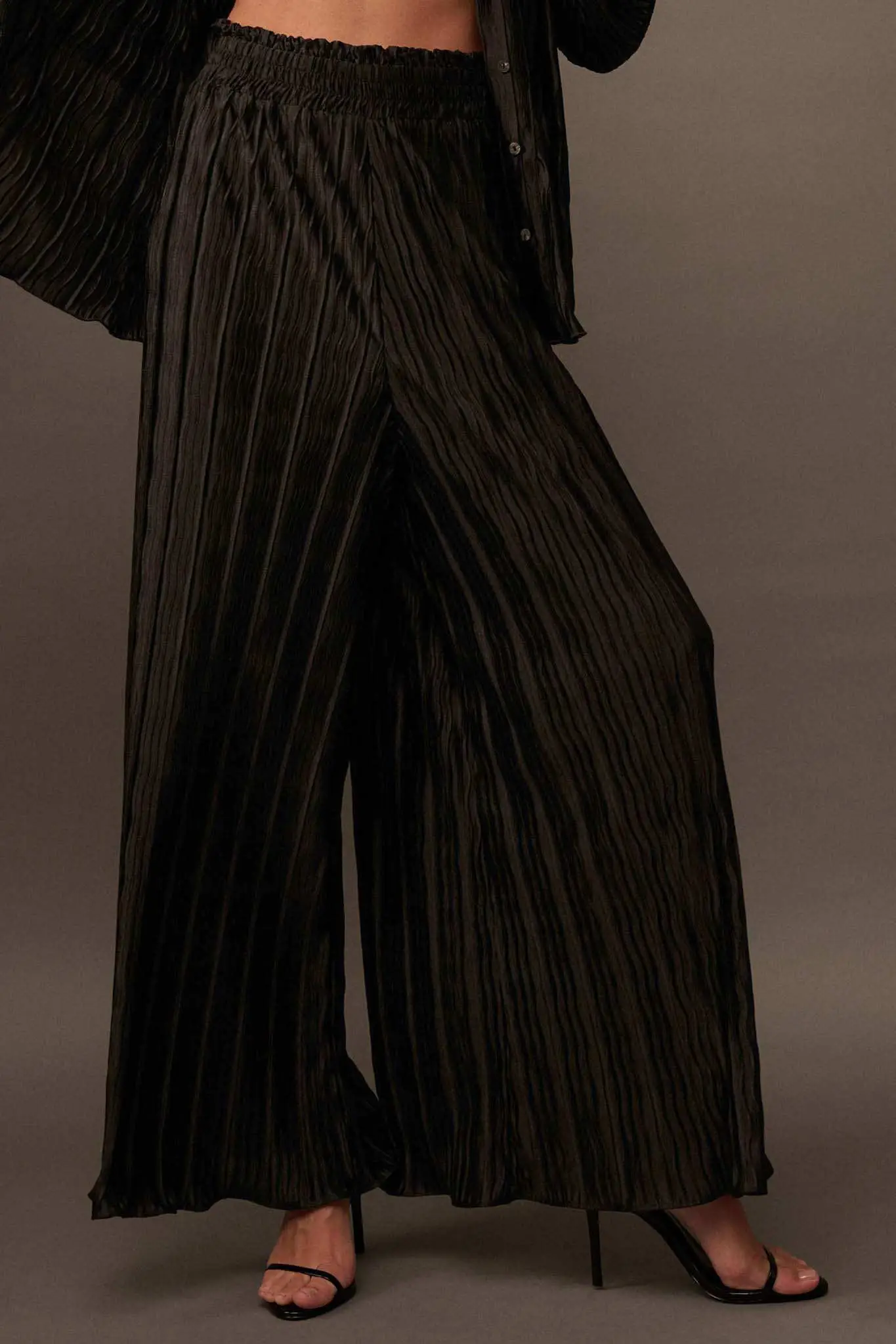 Dark Tide Pleated Wide-Leg Palazzo Pants - Image 2