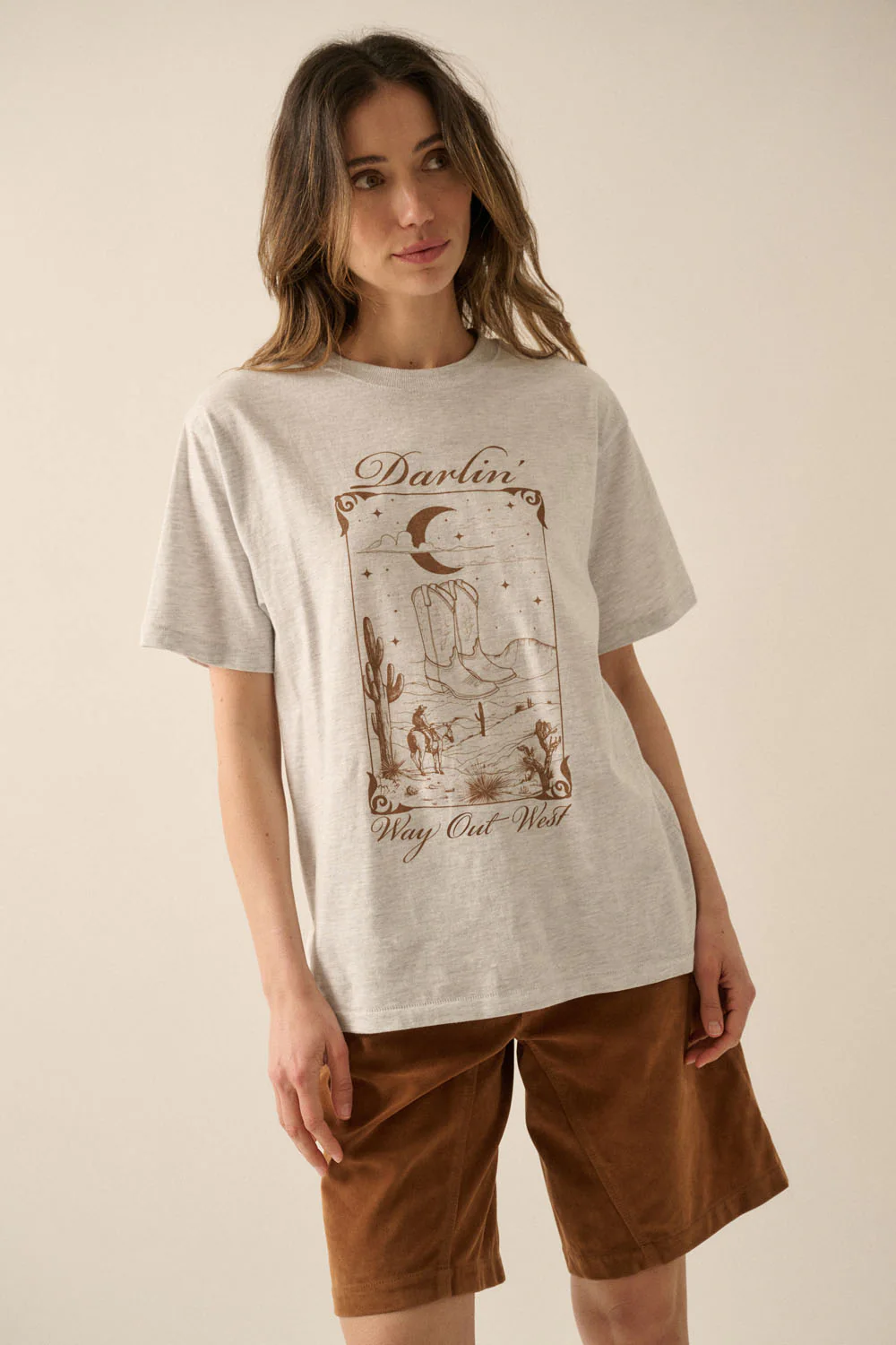Darlin' Way Out West Heather Western Graphic Tee