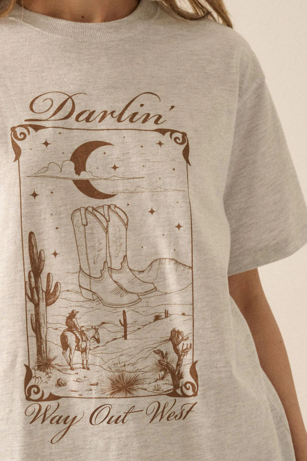 Darlin' Way Out West Heather Western Graphic Tee - Image 2