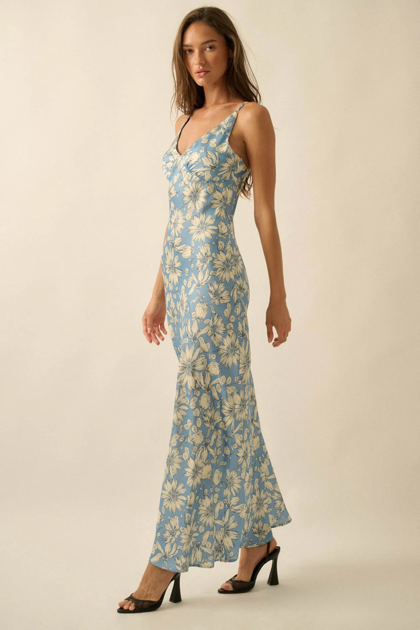 Darling Daisy Floral Satin Maxi Slip Dress - Image 14