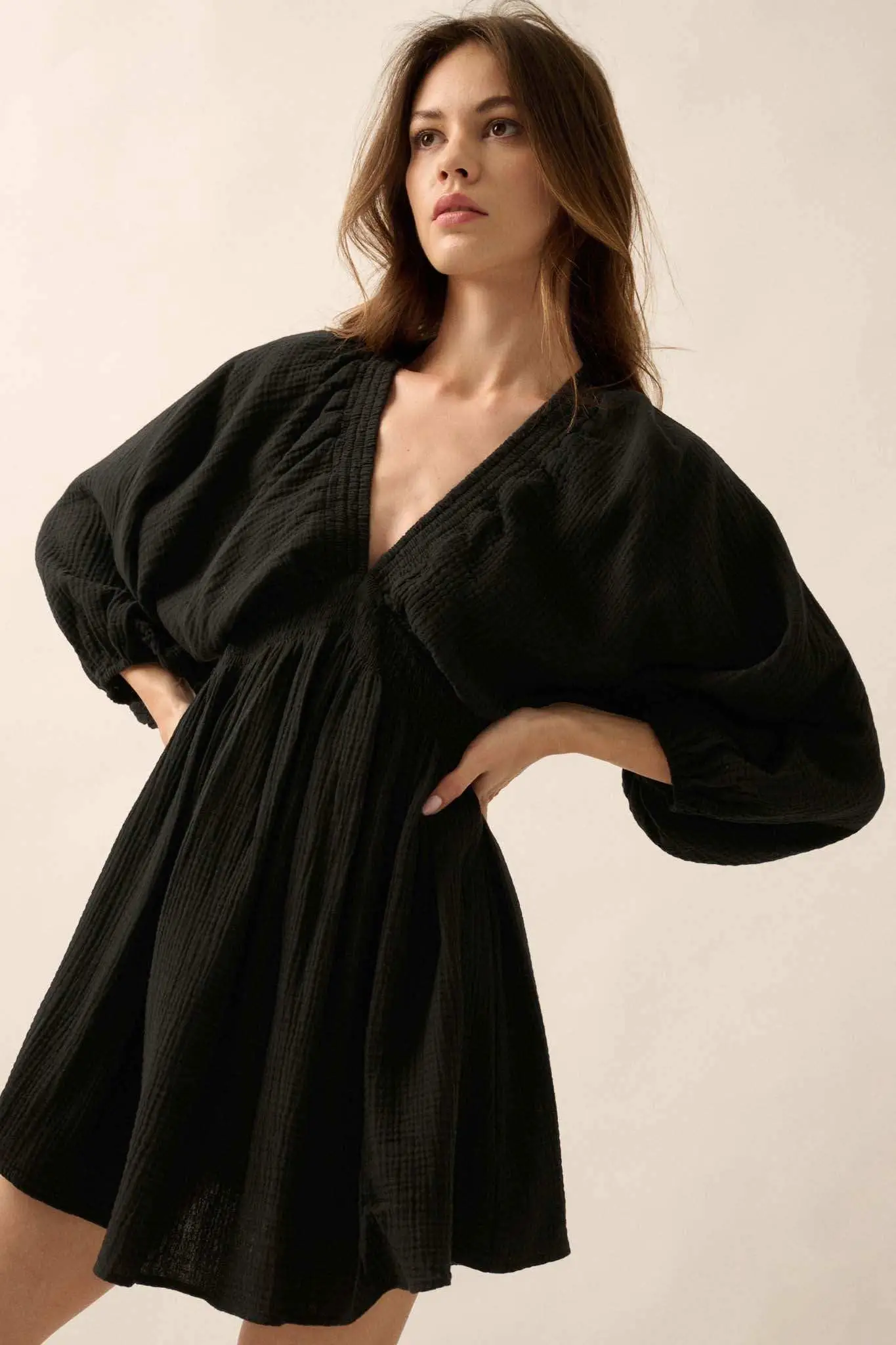 Dawn of Love Crinkle Cotton Kimono Mini Dress - Image 16