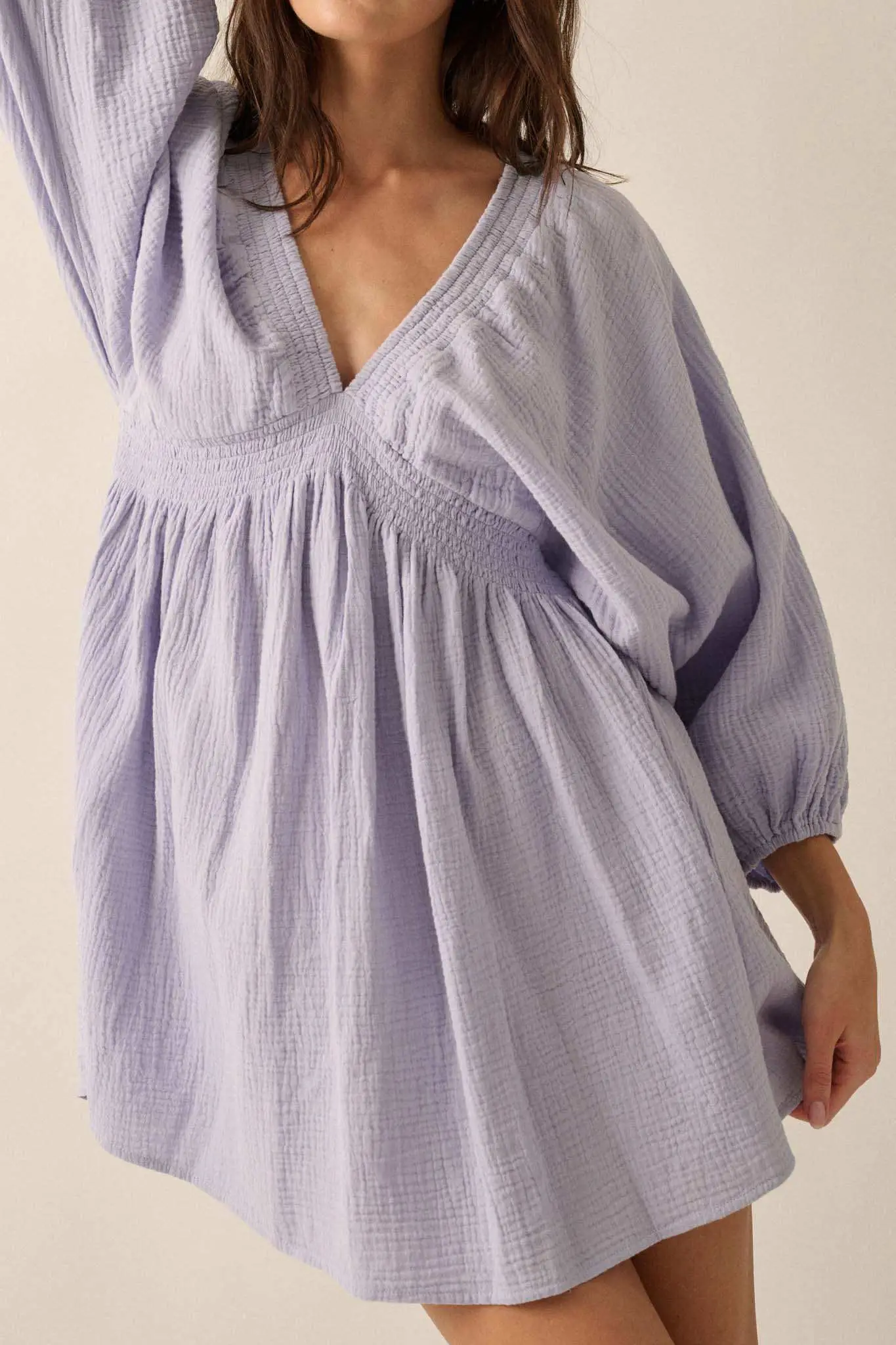 Dawn of Love Crinkle Cotton Kimono Mini Dress - Image 4