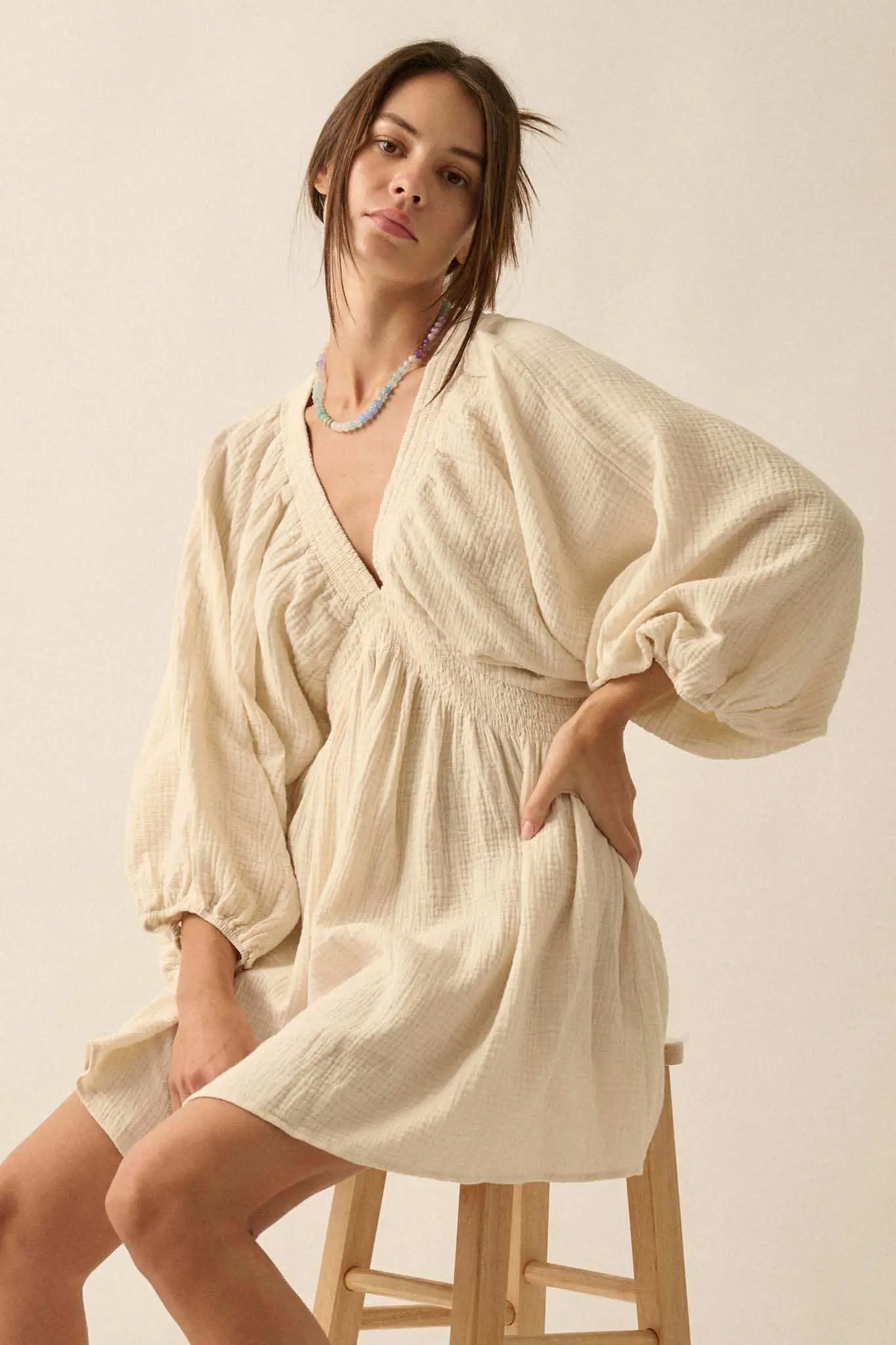 Dawn of Love Crinkle Cotton Kimono Mini Dress - Image 6