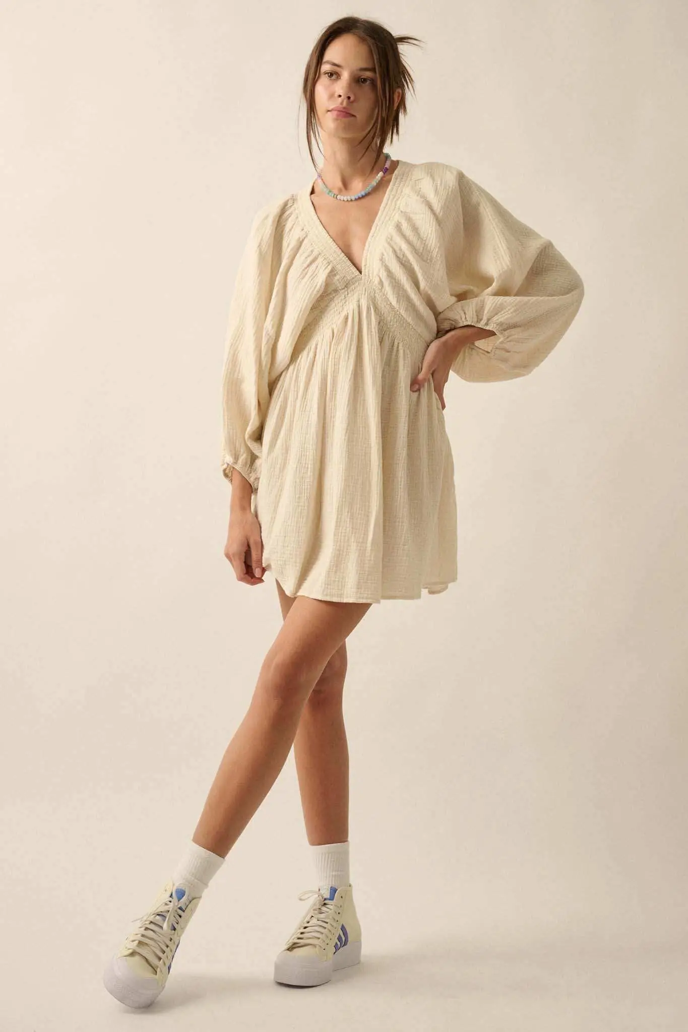 Dawn of Love Crinkle Cotton Kimono Mini Dress - Image 8