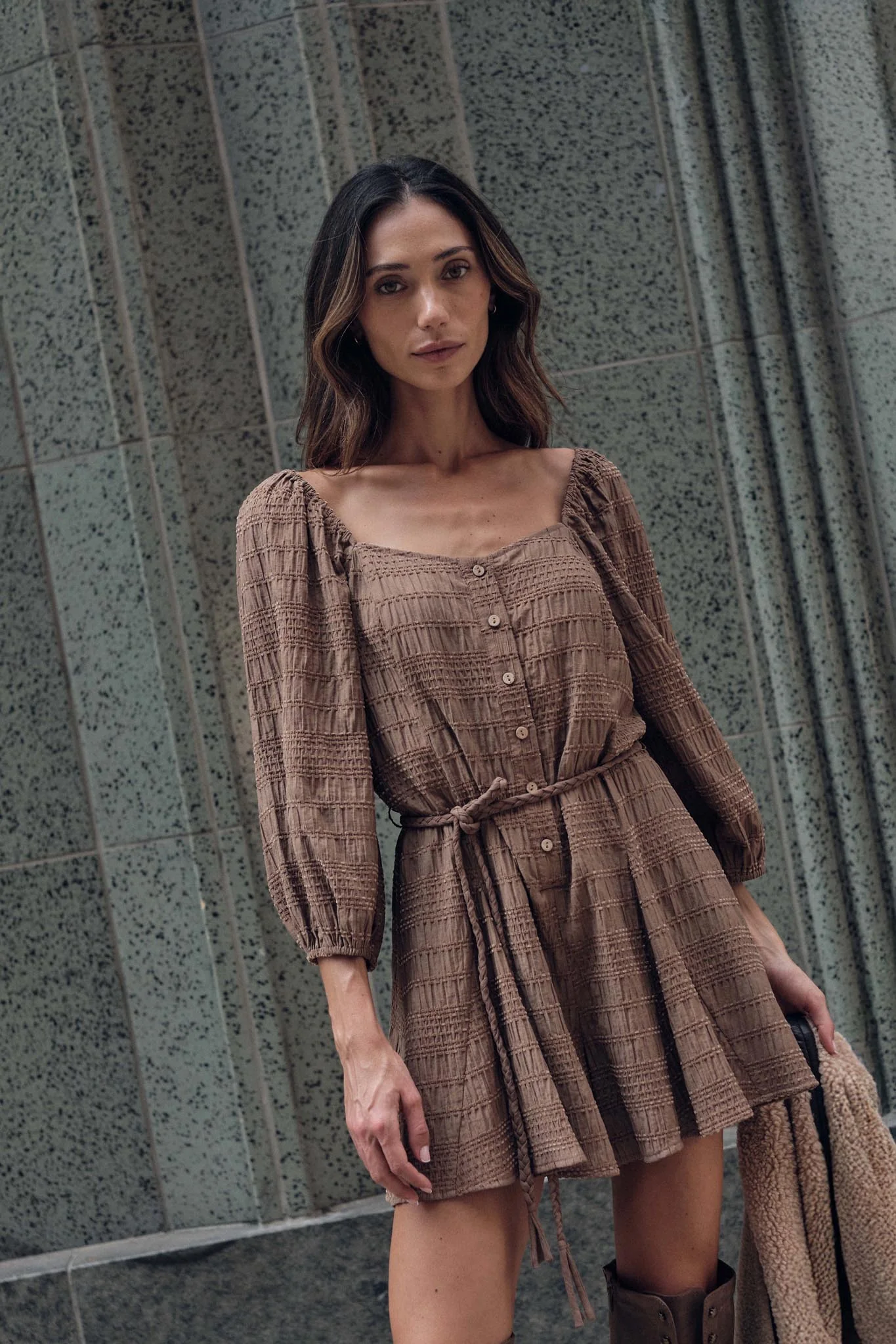 Day by Day Smocked Bubble-Sleeve Romper