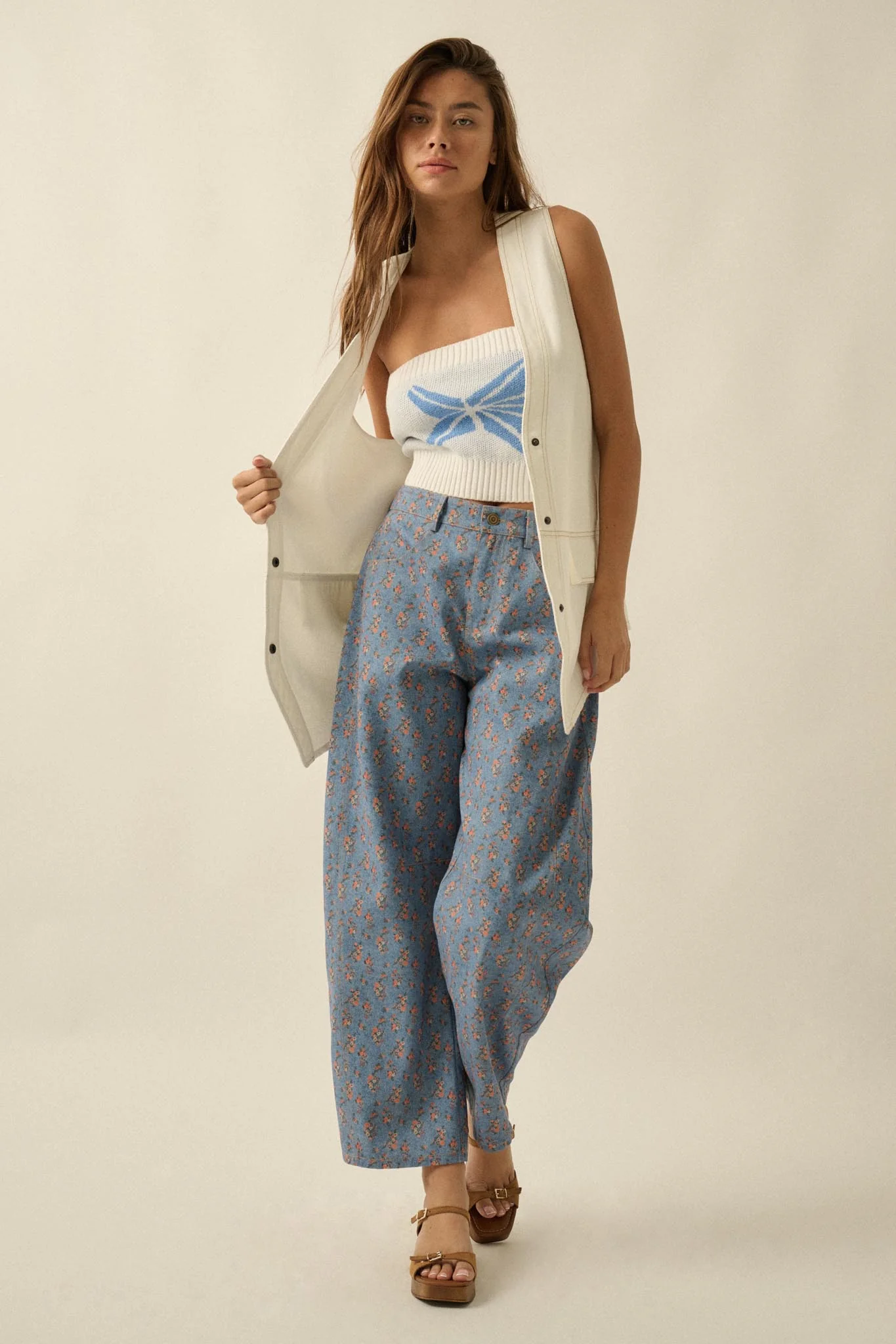 Days Go By Denim Snap-Front Vest - Image 15