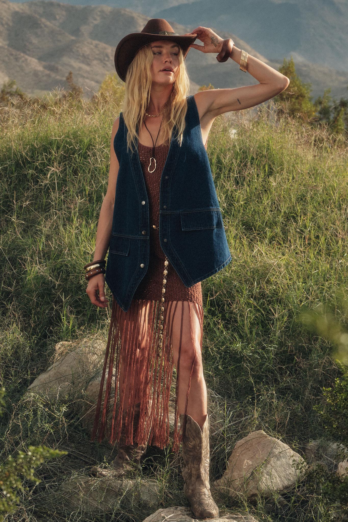 Days Go By Denim Snap-Front Vest - Image 2