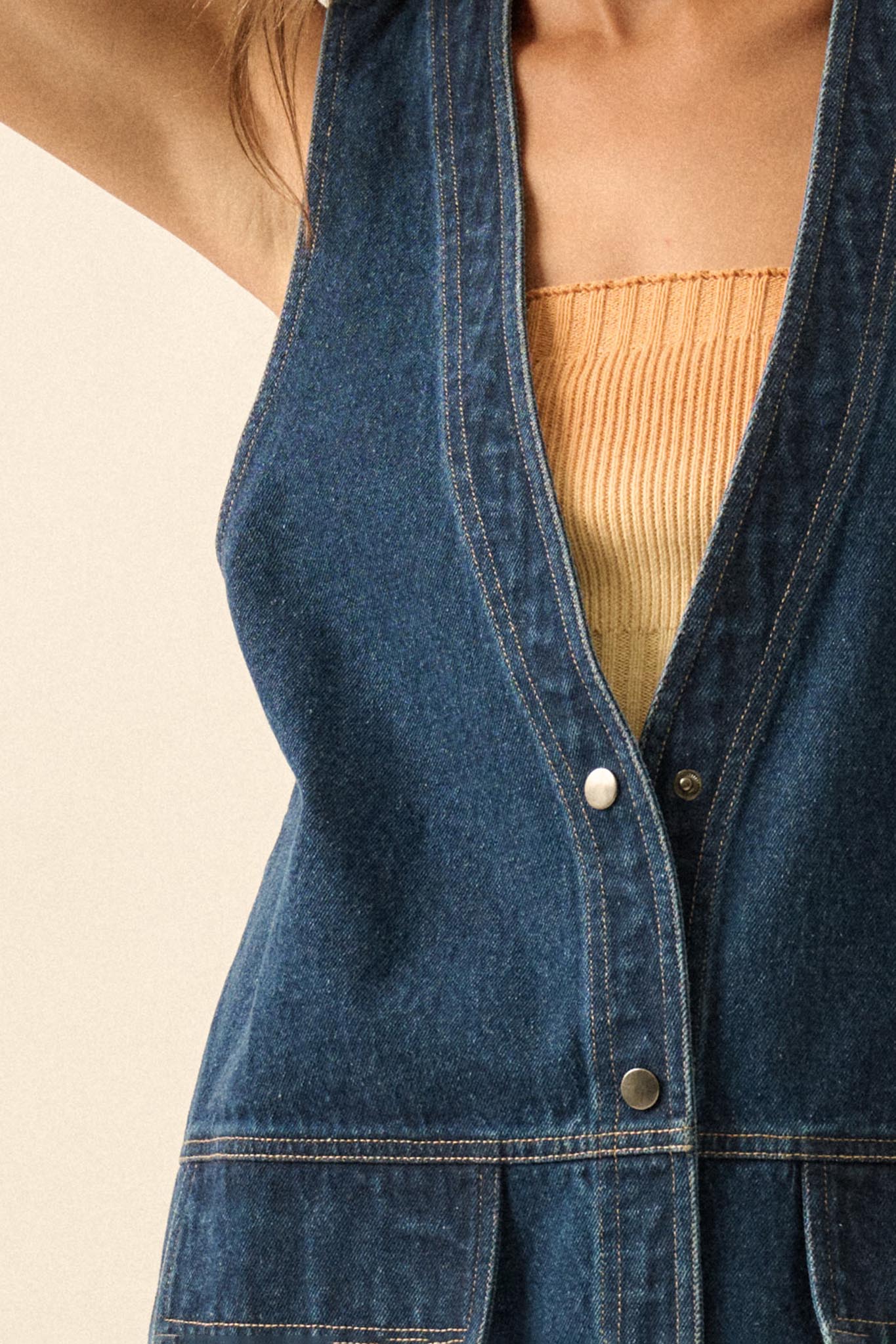 Days Go By Denim Snap-Front Vest - Image 5