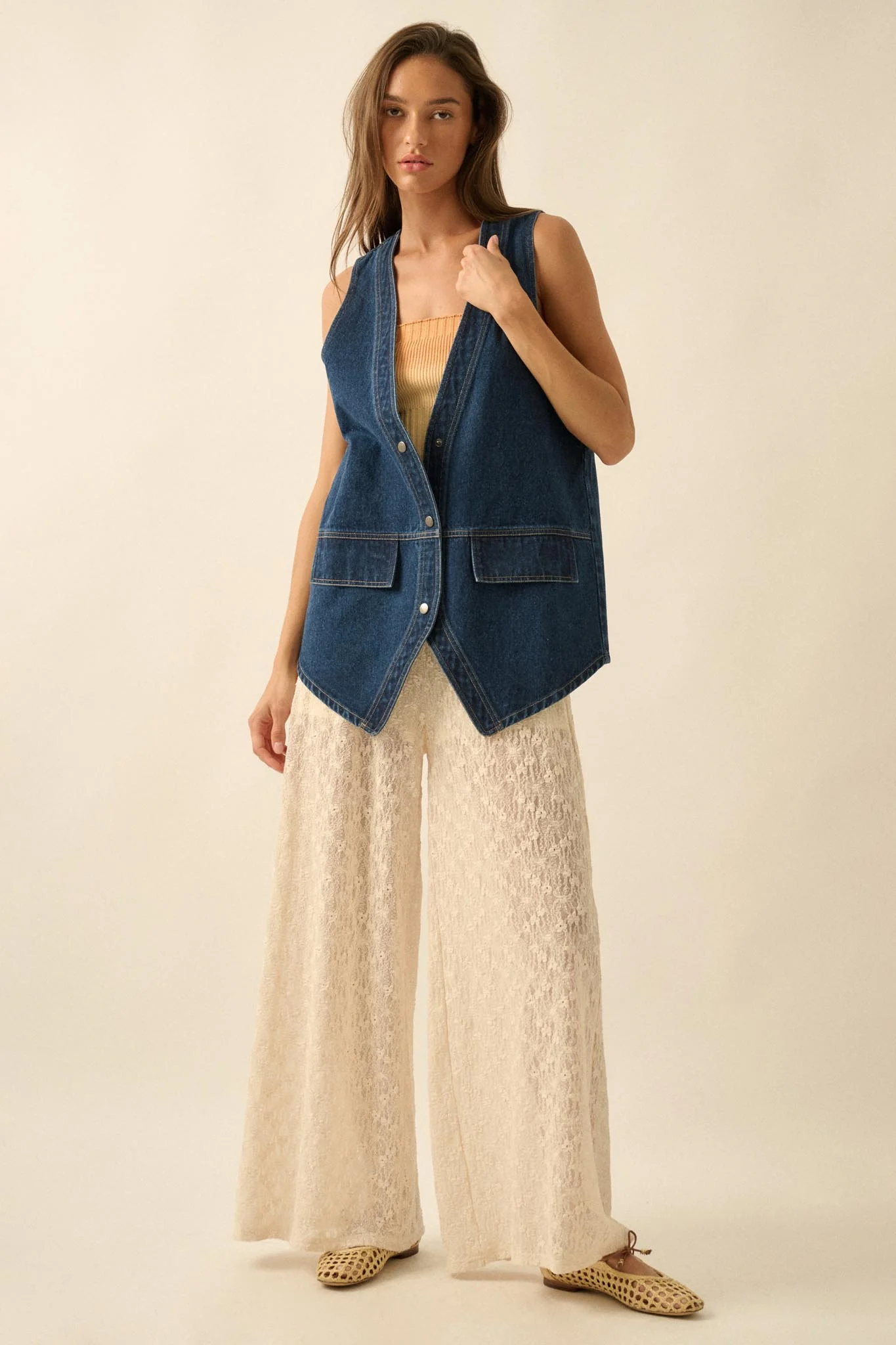 Days Go By Denim Snap-Front Vest - Image 6