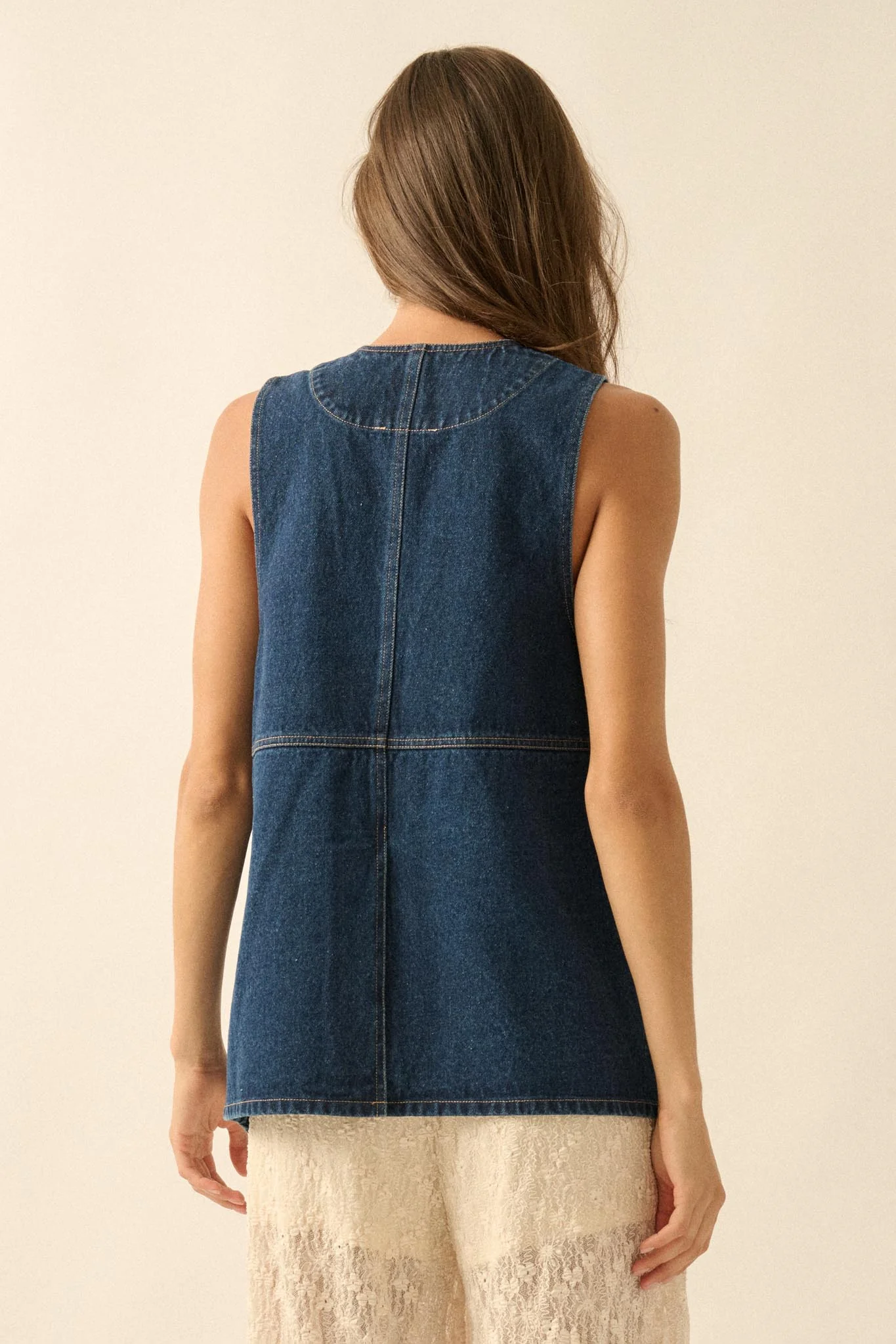 Days Go By Denim Snap-Front Vest - Image 9