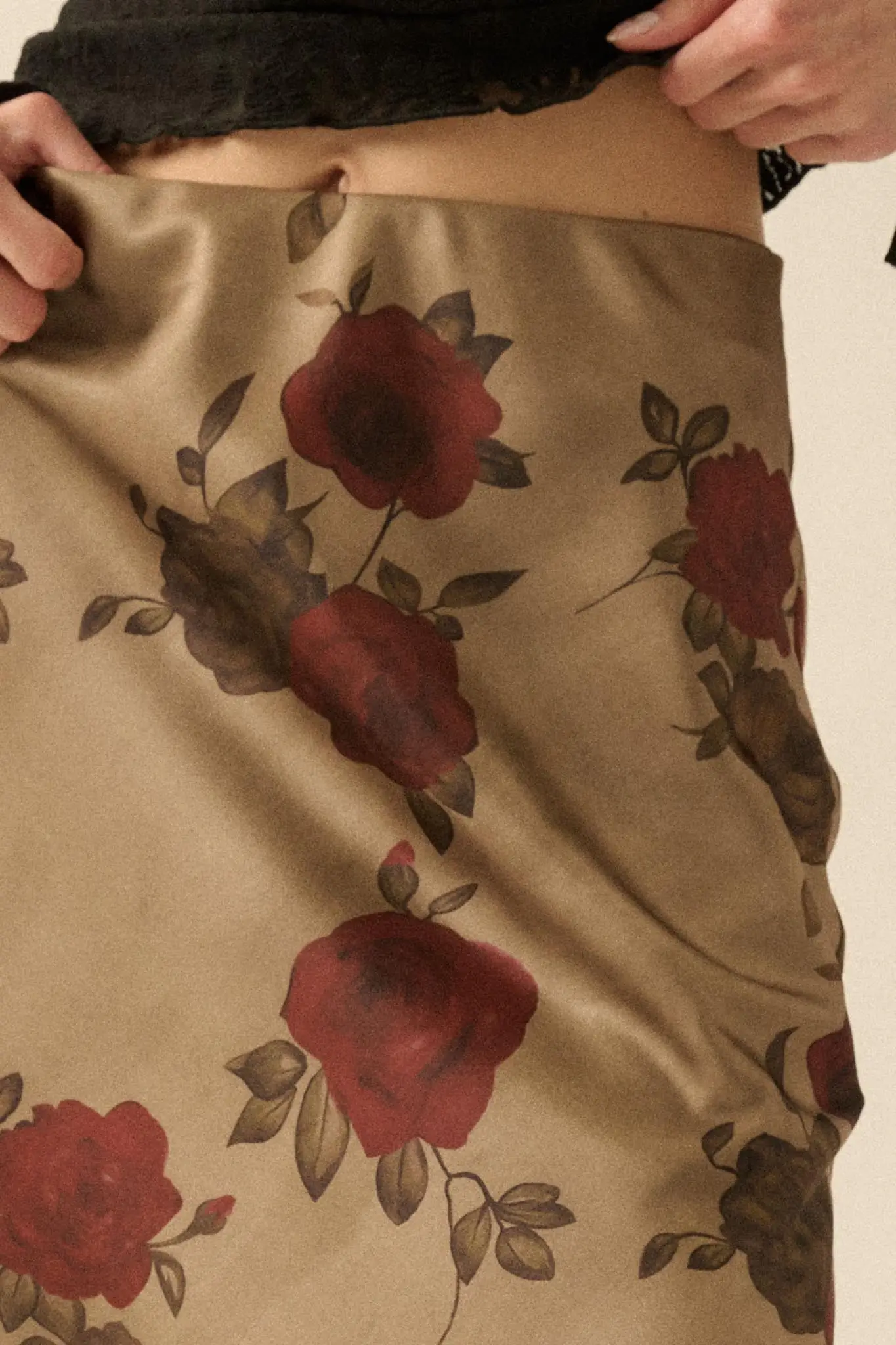 Days of Beauty Bias-Cut Floral Satin Maxi Skirt - Image 4
