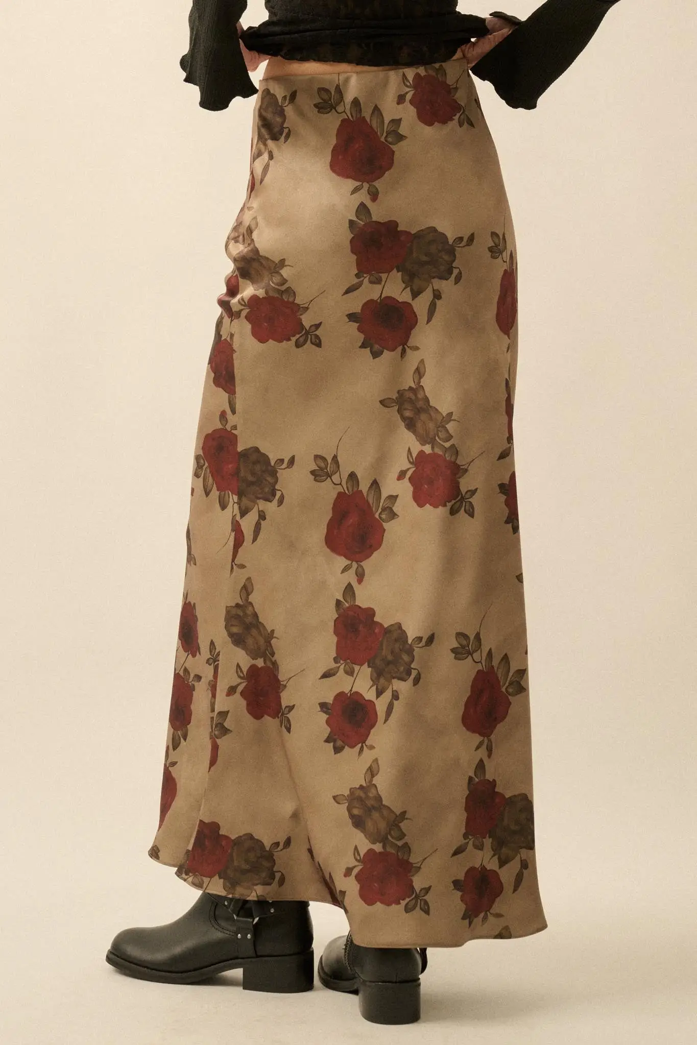 Days of Beauty Bias-Cut Floral Satin Maxi Skirt - Image 6