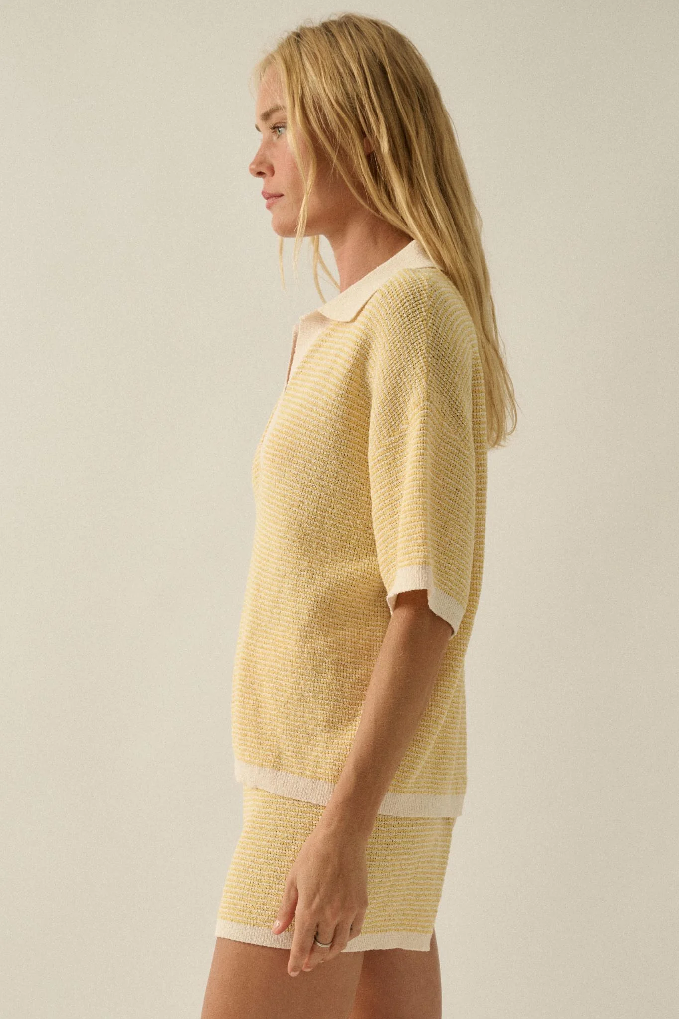 Days of Joy Striped Short-Sleeve Polo Sweater - Image 11